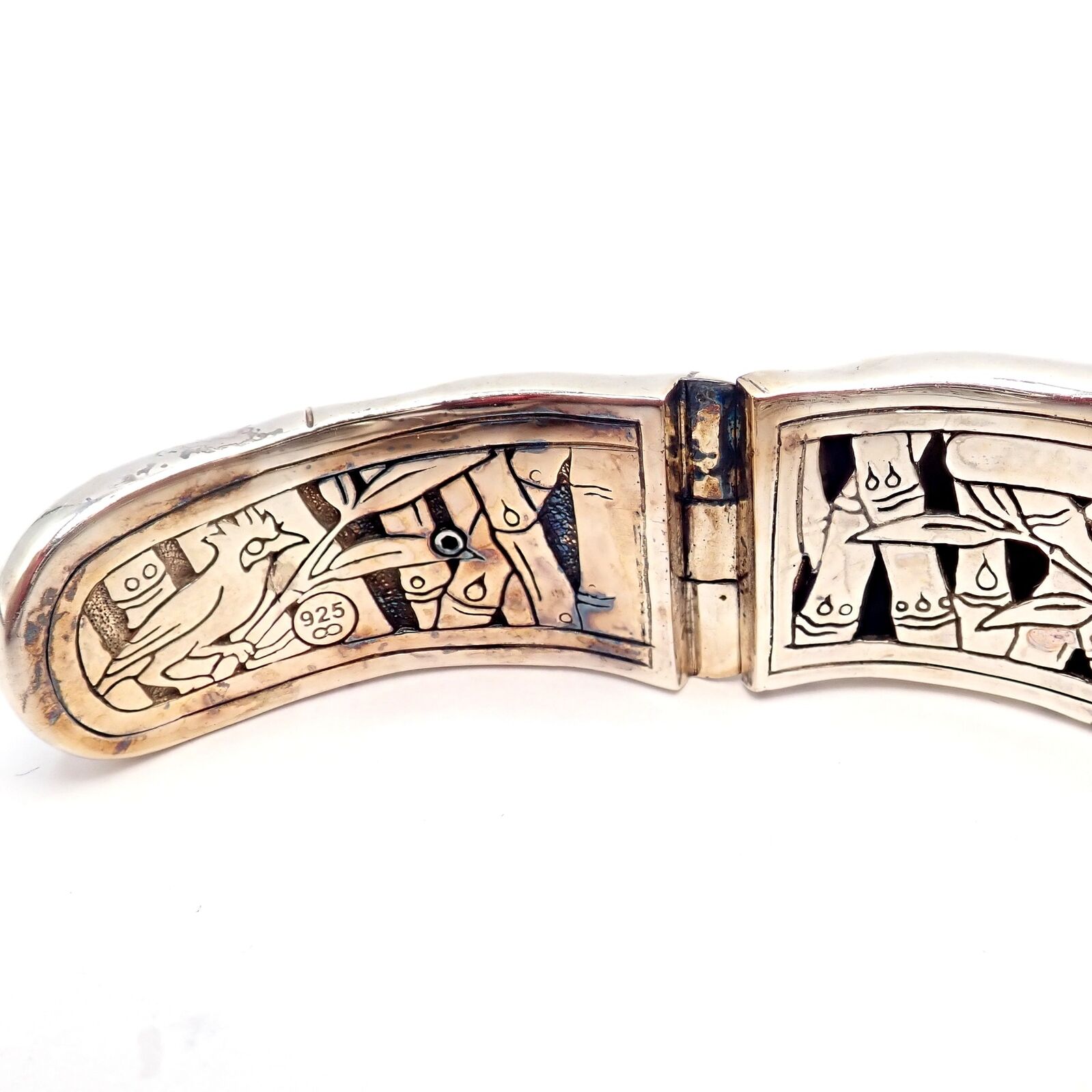 Authentic John Hardy Sterling Silver White Topaz 30 Bamboo Large Cuff Bracelet for Women - Elegant Statement Jewelry for Parties, Weddings & Special Occasions