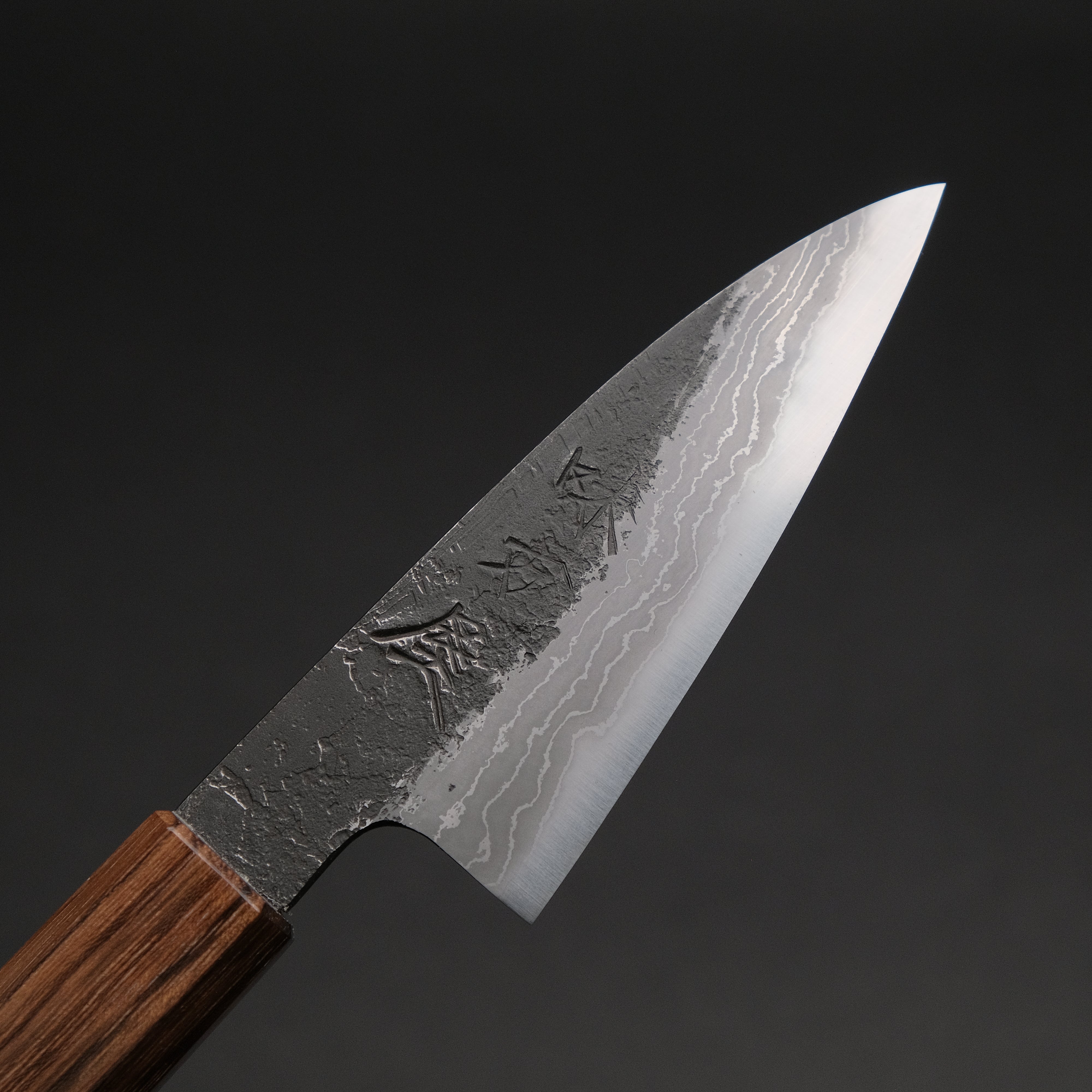 Premium Ajikataya White #2 Nashiji Damascus Petty Knife 85mm - Handcrafted Japanese Kitchen Knife with Obankole Handle (#64) - Perfect for Slicing, Dicing & Precision Cutting Fruits, Vegetables & Boneless Meat