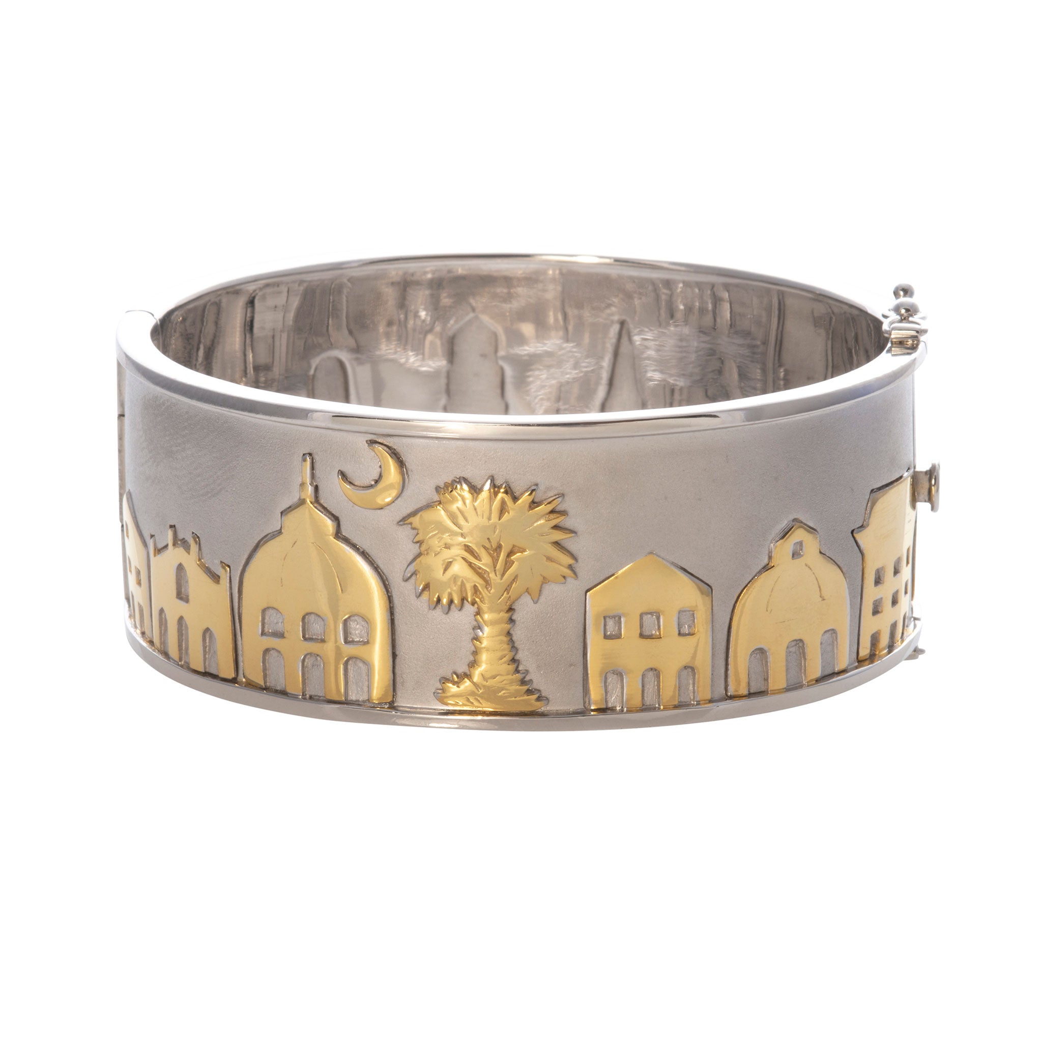 Stylish Charleston Skyline Cuff Bracelet - Elegant Wide Bangle for Women - Perfect for Evening Parties, Weddings & Southern Charm Fashion