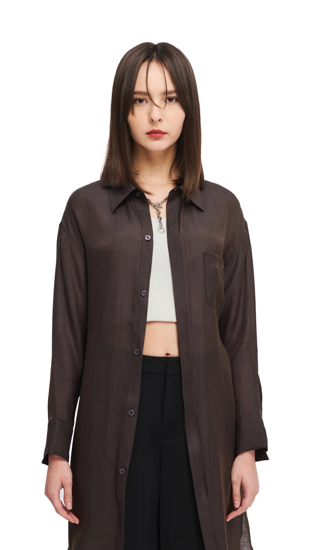 Asymmetrical Long Sleeve Shirt for Women - Trendy Oversized Button Down Blouse for Casual & Office Wear