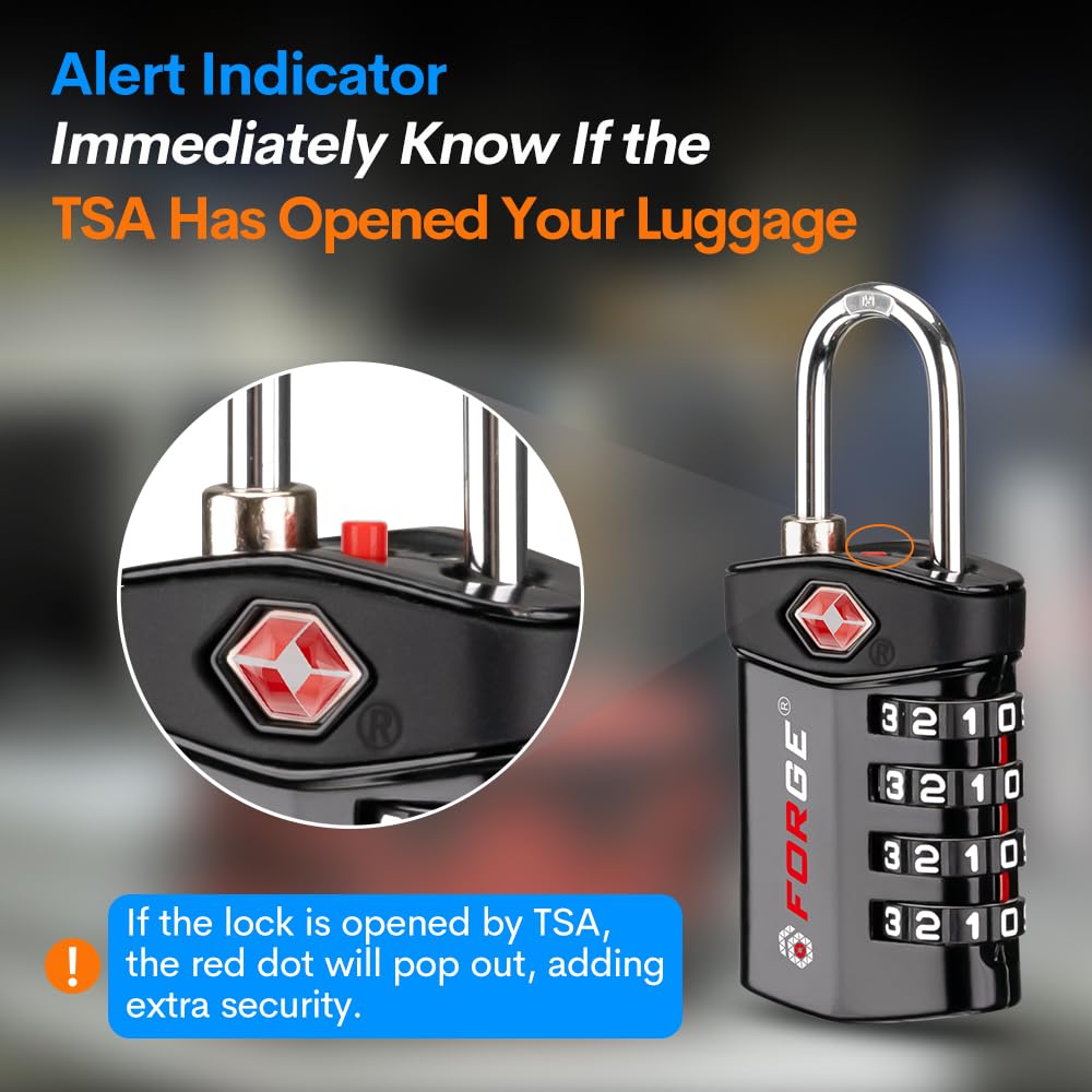 TSA Approved Forge Travel Lock - Secure Luggage Lock for Air Travel, Gym & School Lockers, Pelican & Gun Cases | Easy Read Dials & Durable Alloy Body | Perfect for Travelers, Students & Outdoor Enthusiasts