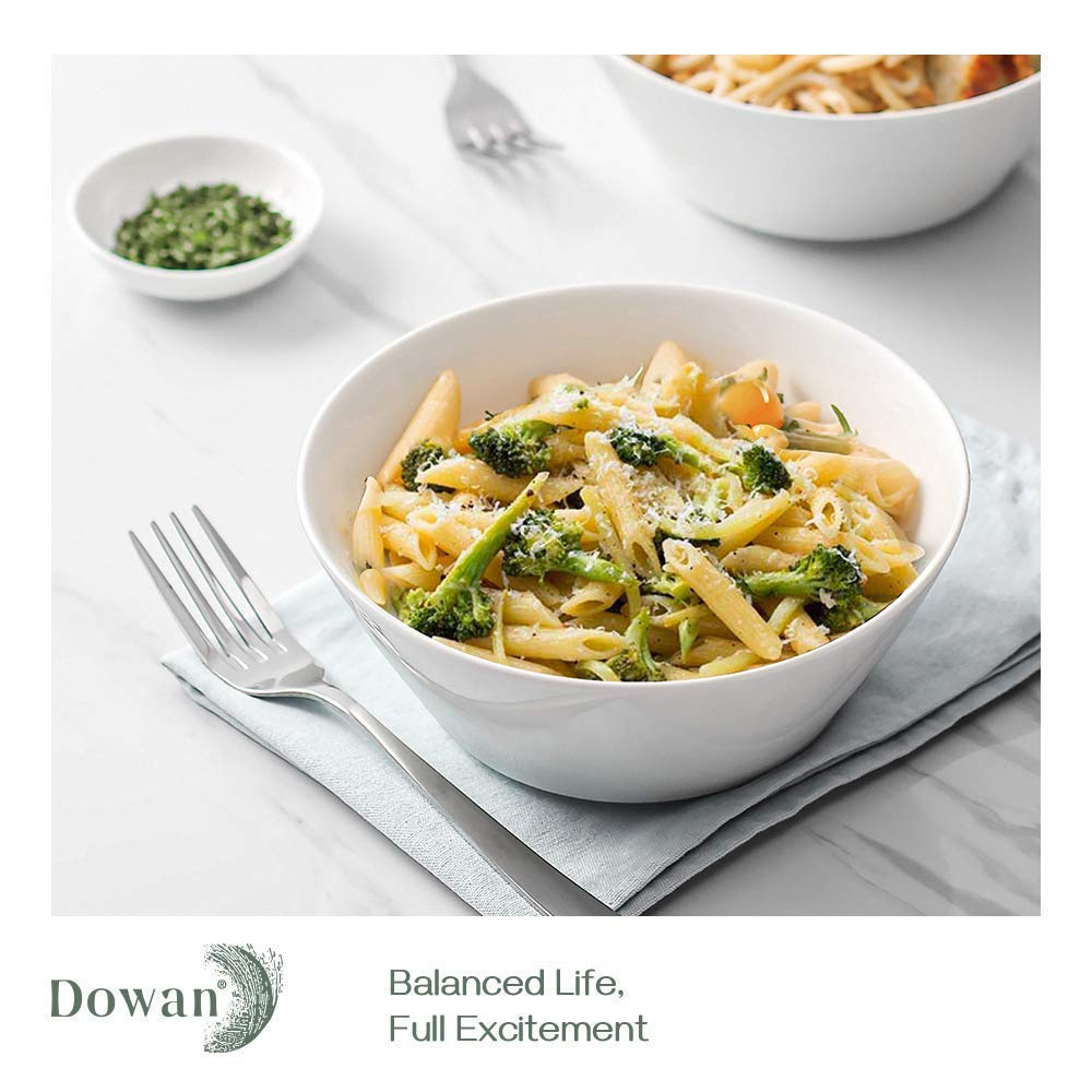 DOWAN 32 Oz Soup Bowls & 58.5 Oz Large Salad Bowls Set of 8 - Premium Porcelain Dinnerware for Soup, Salad, Pasta, Cereal - Perfect for Family Meals, Parties, Restaurants & Everyday Use