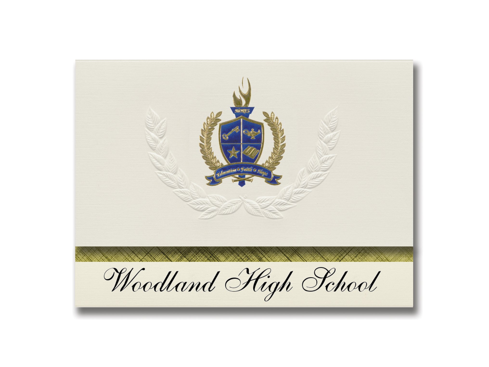 Woodland High School Graduation Announcements - Premium Presidential Style with Gold & Blue Metallic Foil Seal (Pack of 25) - Perfect for Cartersville GA Graduates, Commencement Ceremonies & Keepsake Memories
