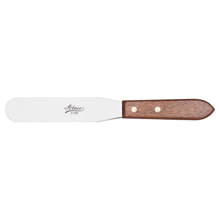 Ateco 1386 Professional Pastry Spatula with Wooden Handle, 6 Inch - Perfect for Cake Decorating, Icing Spreading & Baking Tools for Home & Commercial Kitchens