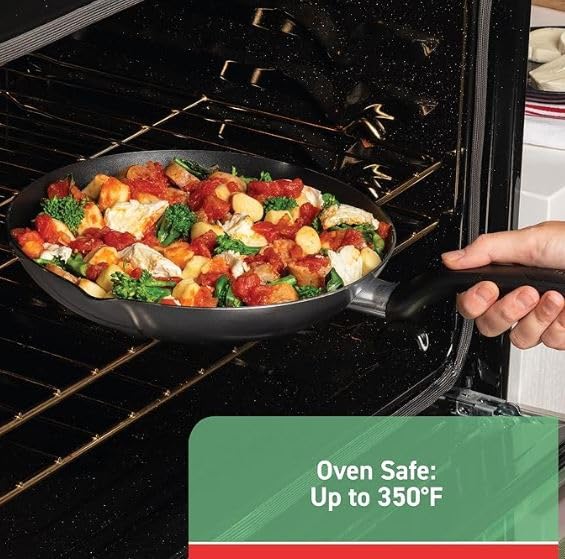 T-fal 5 Quart Nonstick Saute Pan with Glass Lid - Oven & Broiler Safe to 350°F, Deep Frying Skillet with Ergonomic Handle - Dishwasher Safe Black Cookware for Sauteing, Frying & Baking - Perfect for Home Kitchens & Professional Cooking
