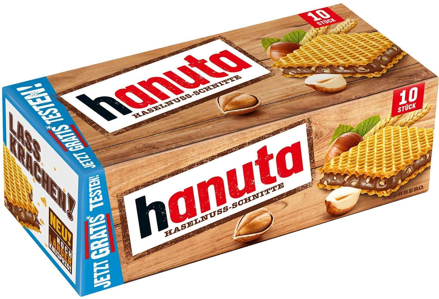 Ferrero Hanuta Hazelnut Chocolate Coated Wafer Cookies 220g - Imported Italian Snack for Gifts, Parties & Dessert Lovers