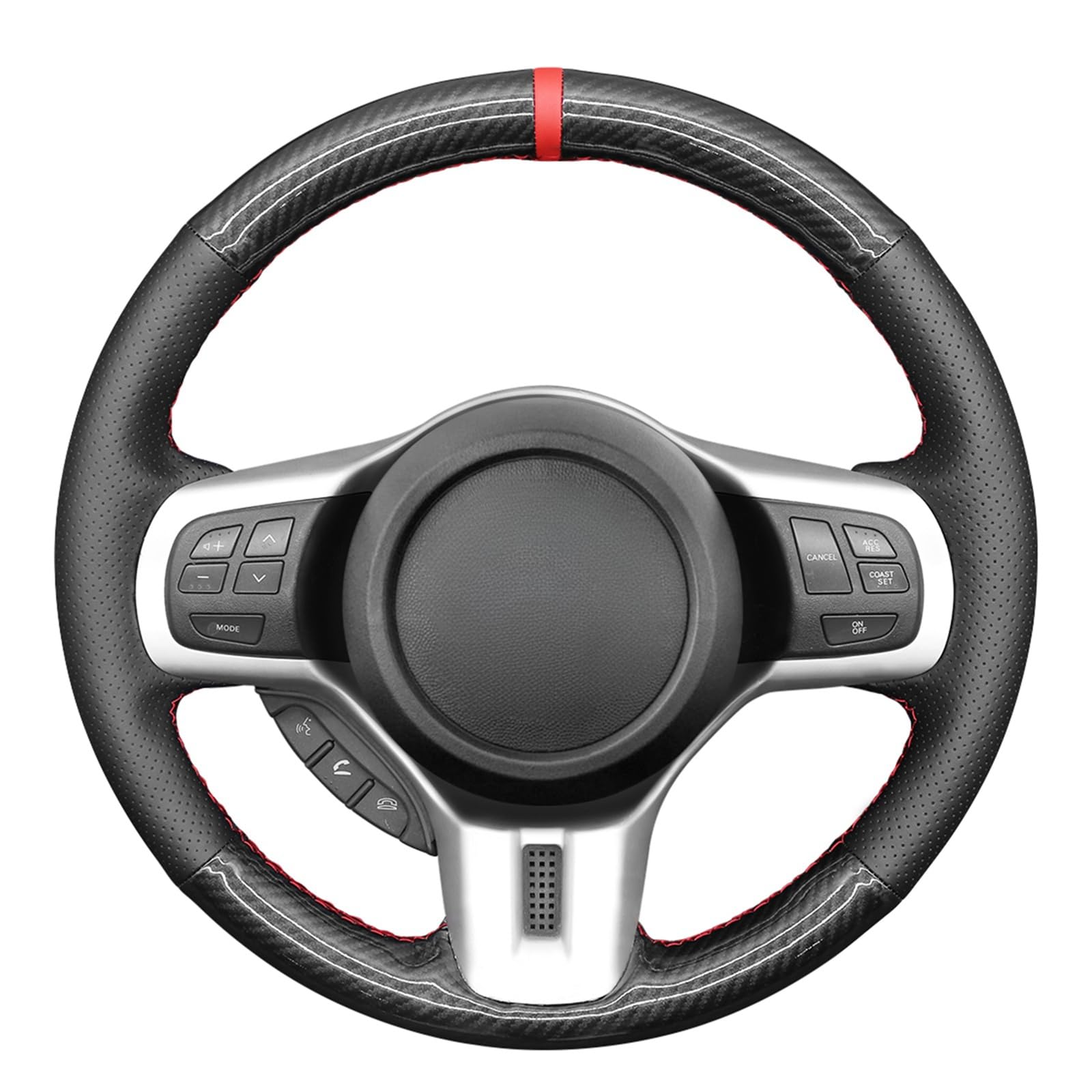 Premium Carbon Fiber & Microfiber Leather Steering Wheel Cover for Mitsubishi Lancer Evolution X (2008-2015) - Non-Slip Grip, Easy Installation - Perfect for Racing, Daily Driving & Car Interior Upgrade