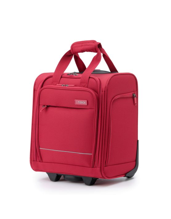 Tosca AIR5055 Underseat Trolley Carry-On Luggage - Compact Red Cabin Suitcase for Air Travel | Perfect for Business Trips & Weekend Getaways