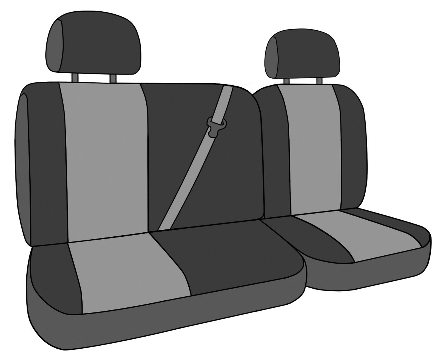 CalTrend Rear 40/60 Split Bench Seat Covers for 2005-2011 Toyota Tacoma - Charcoal Tweed Fabric with Matching Insert & Trim | Durable Protection for Truck Seats
