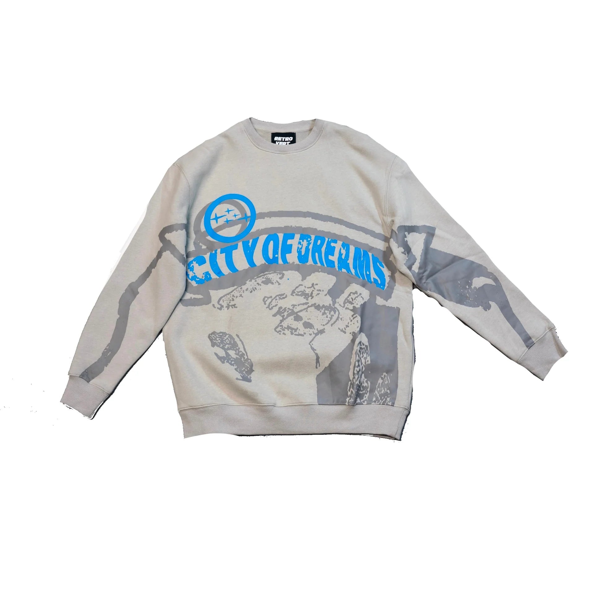Retro Vintage POPULATION CREWNECK Sweatshirt - Gray Unisex Pullover for Men & Women | Casual Streetwear, Urban Fashion, Lounge Wear