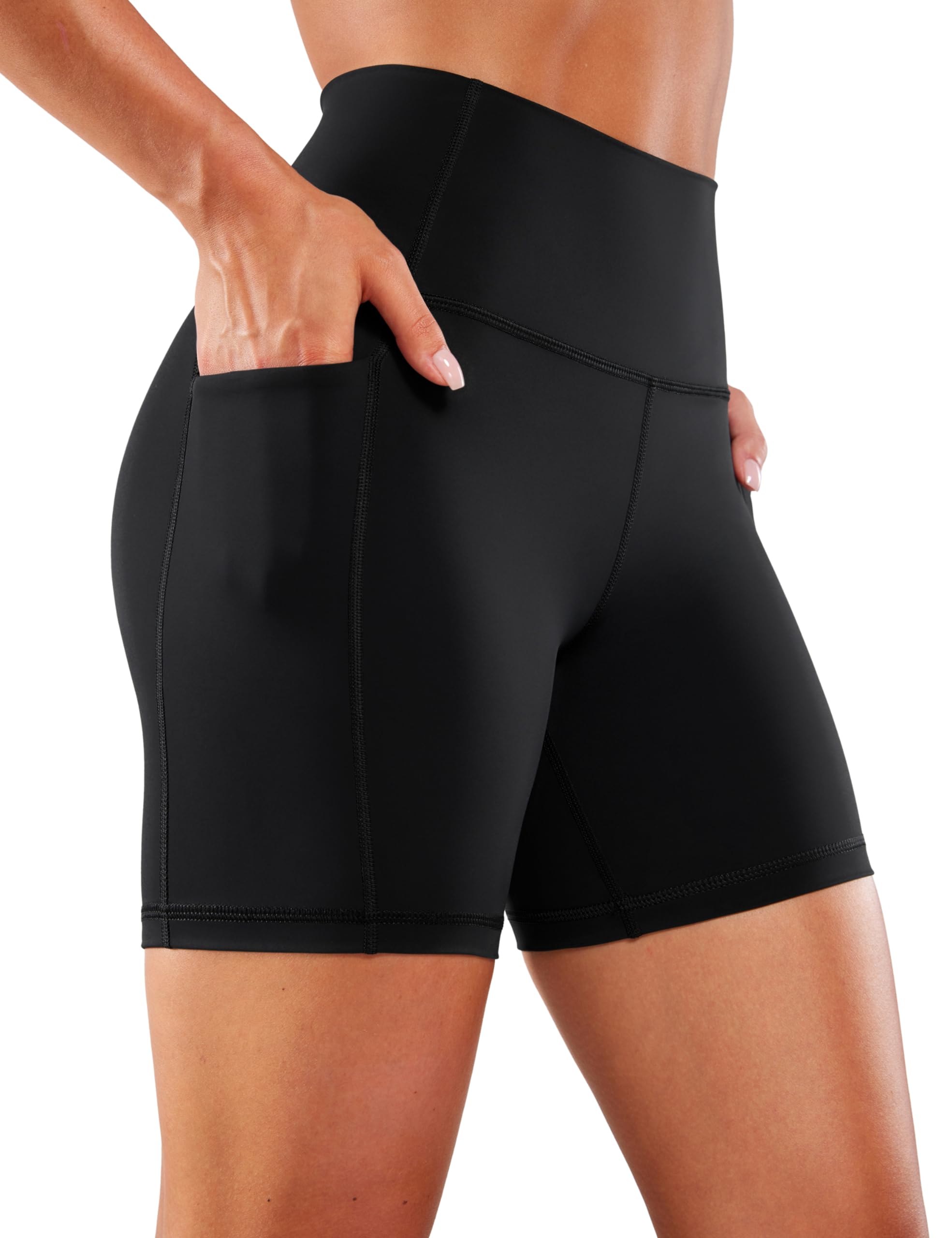 CRZ YOGA Women's High Waisted 6'' Biker Shorts with Pockets - Naked Feeling Spandex Workout Shorts for Yoga, Gym & Running | Perfect for Pilates, Cycling & Lounge Wear