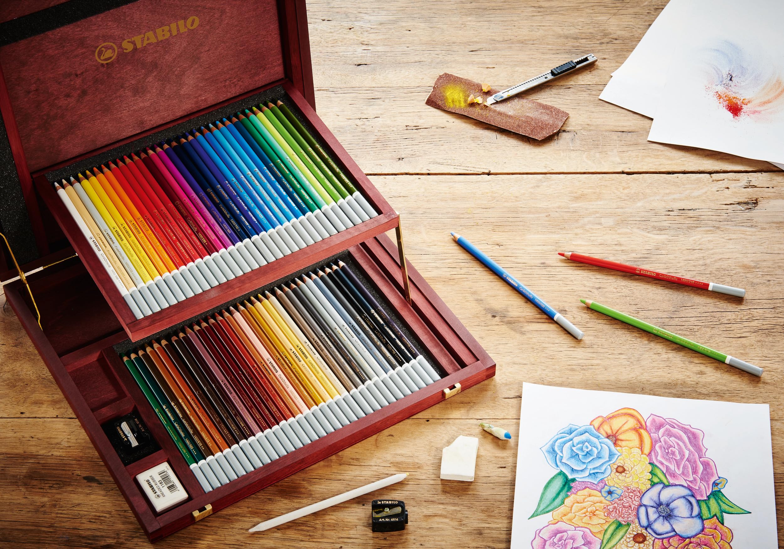 STABILO CarbOthello Pastel Chalk Pencils 12 Pack - Golden Ochre for Artists & Sketching | Perfect for Drawing, Blending & Shading on Paper & Canvas
