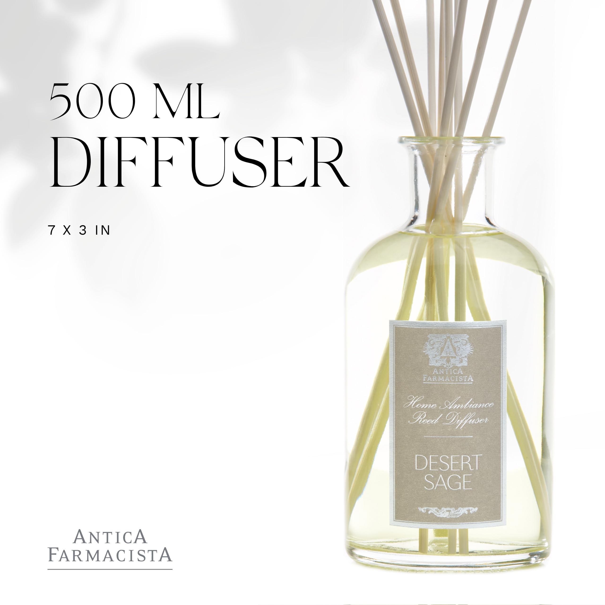 Antica Farmacista Desert Sage Essential Oil Diffuser - 16.9 Fl Oz Aromatherapy Humidifier for Home, Office & Spa | Relaxing Scent for Stress Relief & Better Sleep