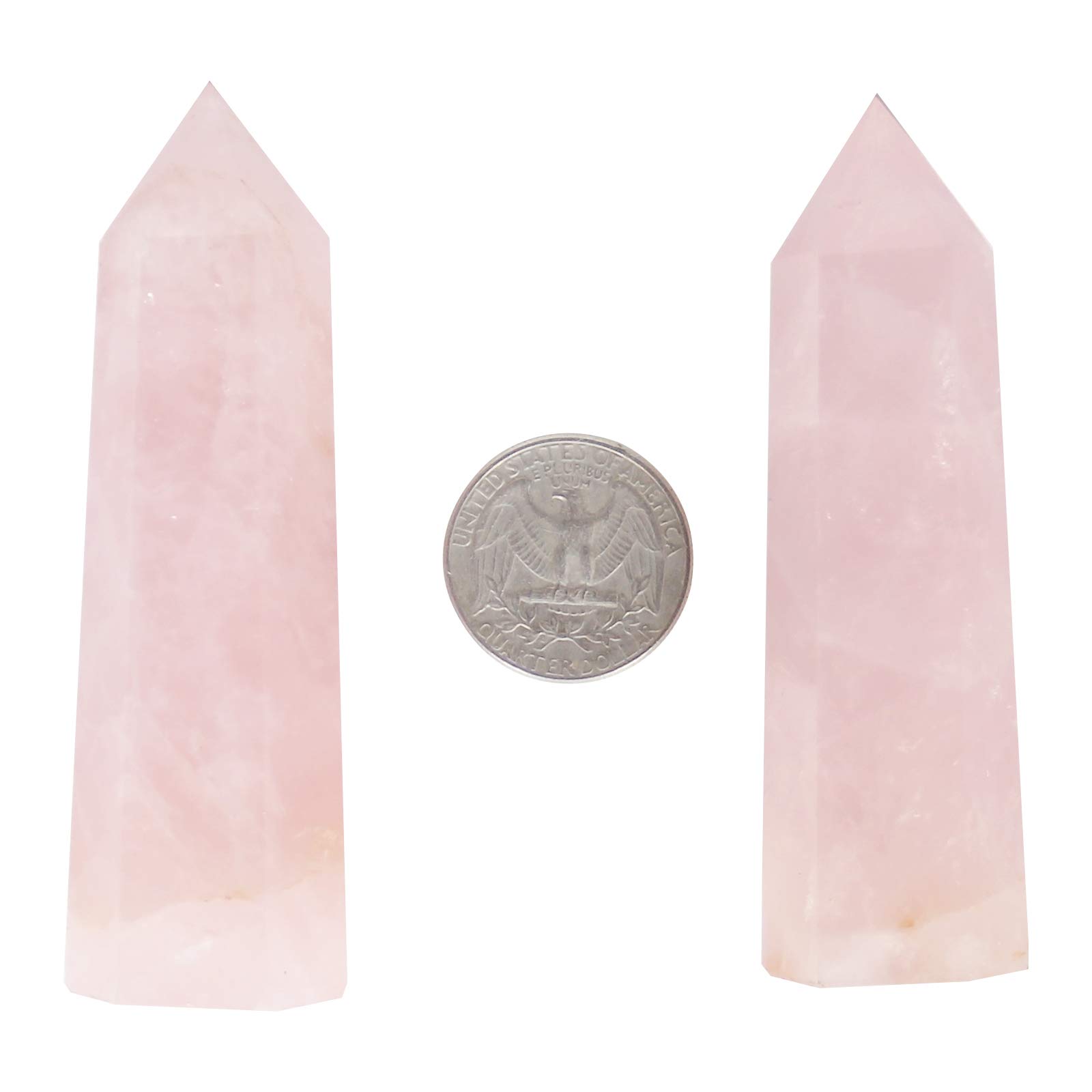Orientrea Rose Quartz Crystal Wand Set - 2 Pcs 3.1''-3.5'' Natural Healing Stones for Heart Chakra Balancing, Meditation & Energy Work | Perfect Spiritual Gift in Elegant Gift Box