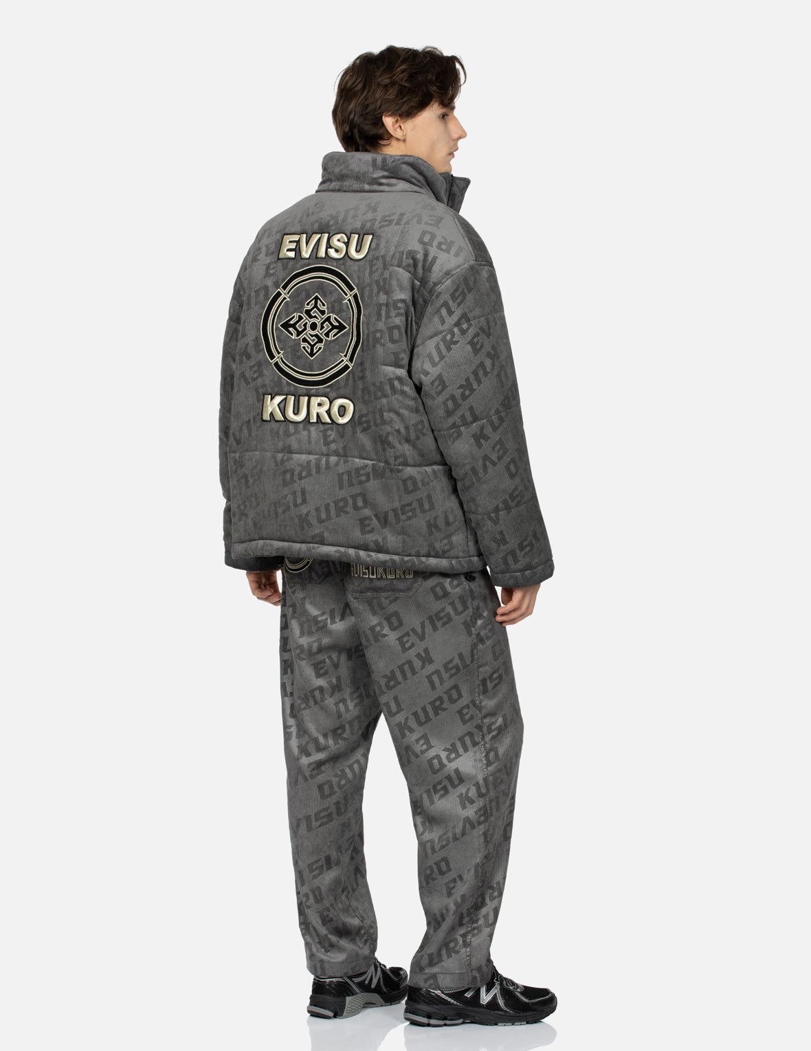 Monogram Embossed Corduroy Padded Jacket - Relaxed Fit, Warm & Stylish Winter Coat for Men & Women | Perfect for Casual Outings, Fall & Winter Fashion