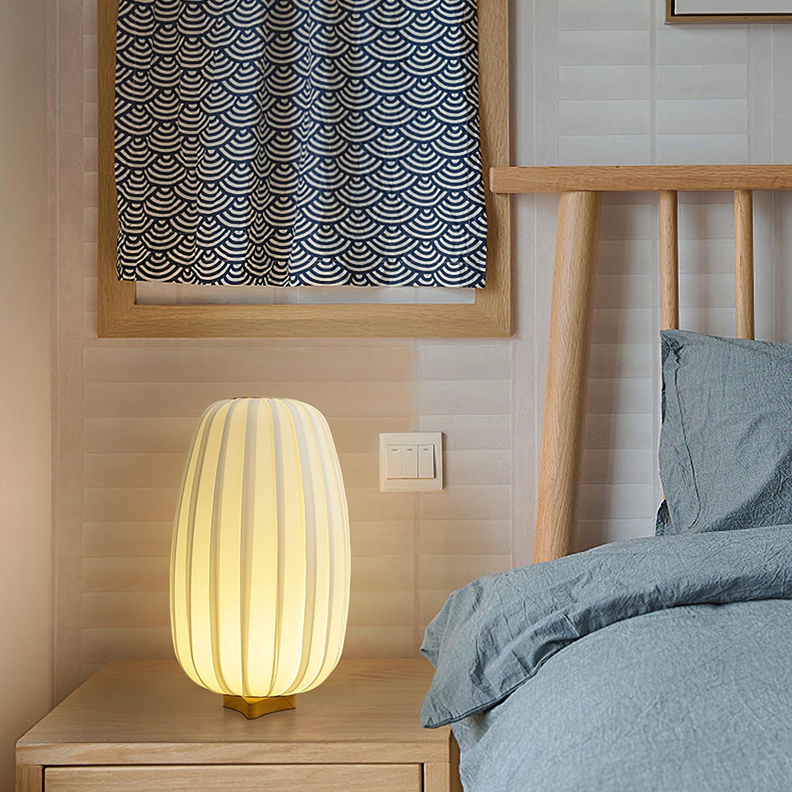 Modern Fabric Minimalist Table Lamp - Soft Lighting for Bedroom, Living Room & Office - Energy Efficient LED Desk Lamp with Adjustable Brightness