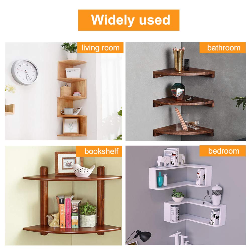 Luomorgo 4 Pack 3 Inch Floating Shelf Brackets - Heavy Duty Hidden Shelf Supports for Wood Shelves, Includes Screws & Wall Anchors - Perfect for Living Room, Bedroom, Kitchen Storage & Display