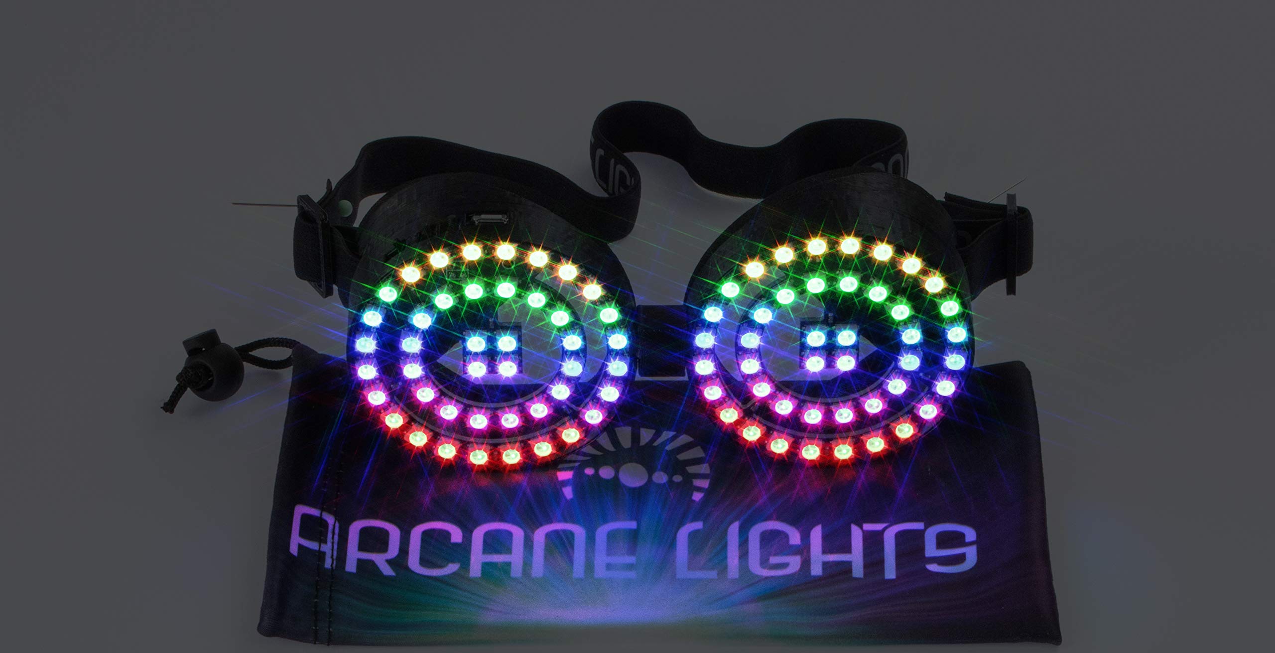 Rezz Style LED Goggles - Full Color Animated LED Glasses with 20+ Light Patterns & 30+ Colors - Perfect for Raves, EDM Festivals, Concerts, and Night Parties