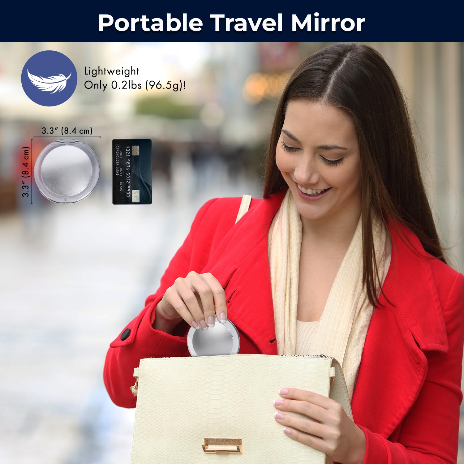Compact 15X Travel Makeup Mirror - Lightweight Foldable for Purse & Handbag - Perfect for On-the-Go Touchups