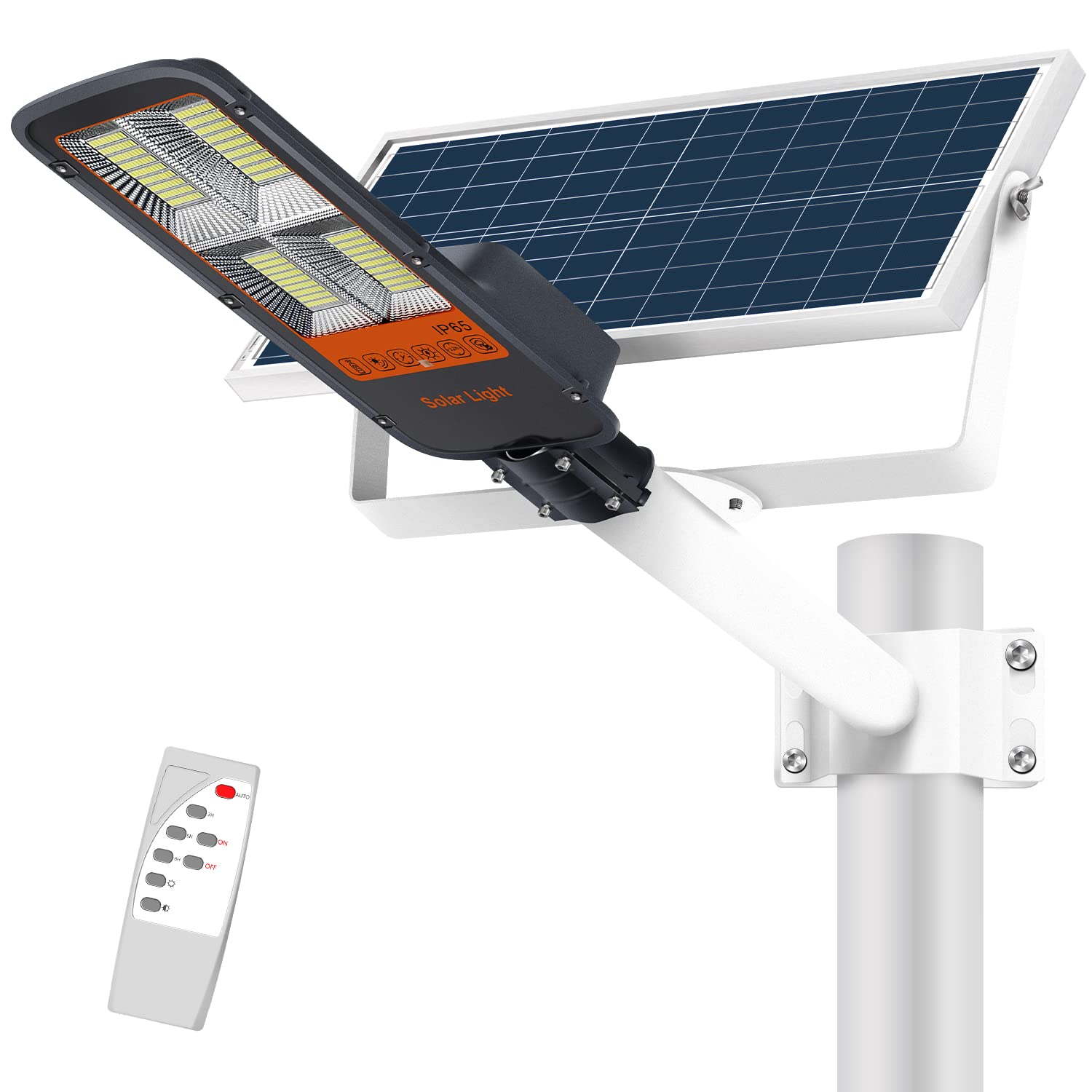 Gebosun 300W LED Solar Street Light - Outdoor Solar Flood Light 6000K with Dusk to Dawn Sensor, Remote Control & Motion Detection - Waterproof Security Lighting for Parking Lots, Gardens, Warehouses, Pathways, Yards | Perfect for Energy-Efficient Outdoor Illumination and Safety