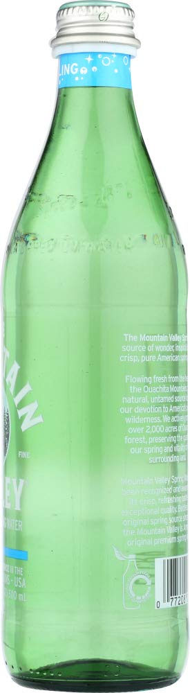 Mountain Valley Sparkling Spring Water - 96 Pack of 16.9oz Glass Bottles | Perfect for Parties, Events & Healthy Hydration