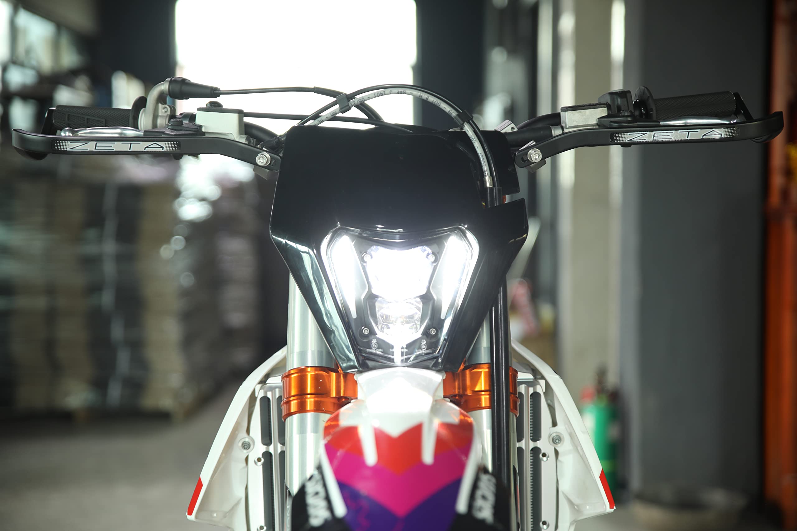 JFG RACING Universal LED Motorcycle Headlight with Turn Signals - Dirt Bike, Pit Bike, Enduro & ATV Headlight Kit (Black) - Perfect for Off-Road Adventures, Night Riding & Trail Exploration