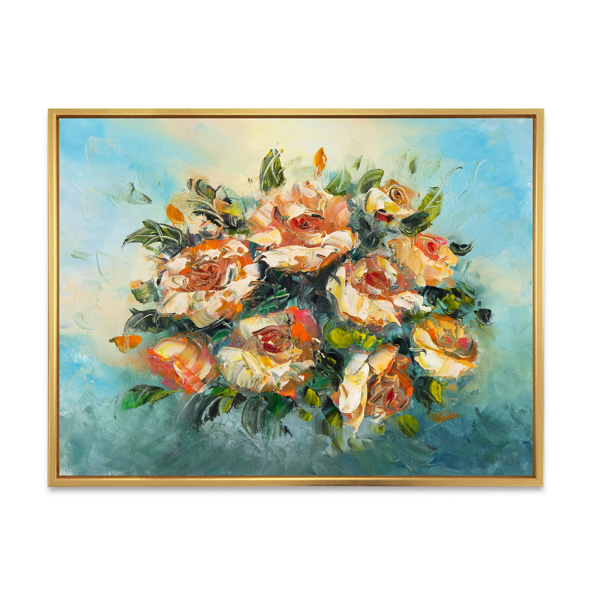 Vintage Floral Canvas Wall Art - Dark Pink Flower Bouquet Framed Print for Home & Office Decor | Traditional Handmade Painting for Living Room, Bedroom, Dining Room