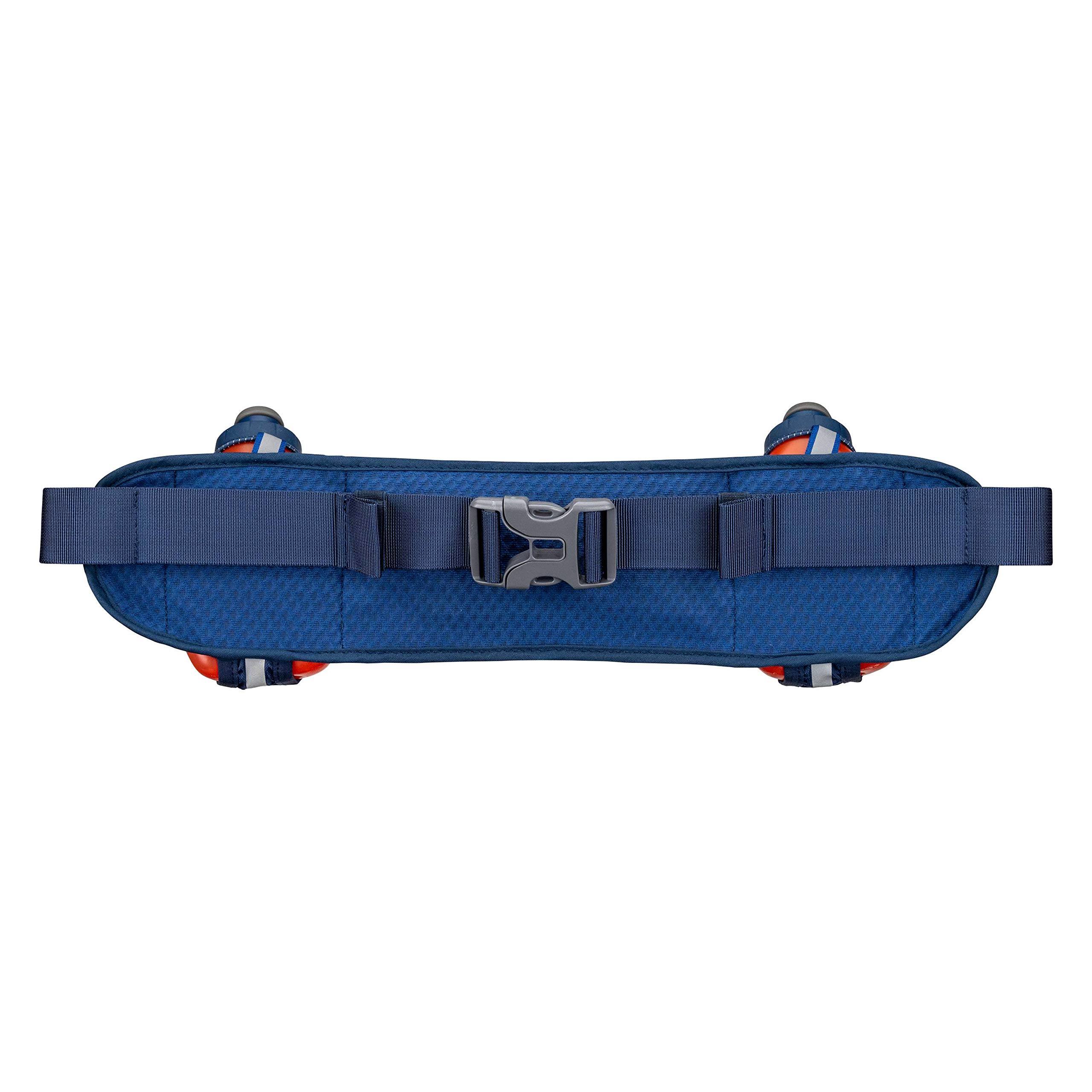 Dual Bottle Hydration Belt for Running & Hiking - Adjustable Waist Pack with 2 Water Bottles & Storage Pocket for Phone, Keys, Snacks - Perfect for Marathon Training, Outdoor Adventures (Navy/Tigerlily)