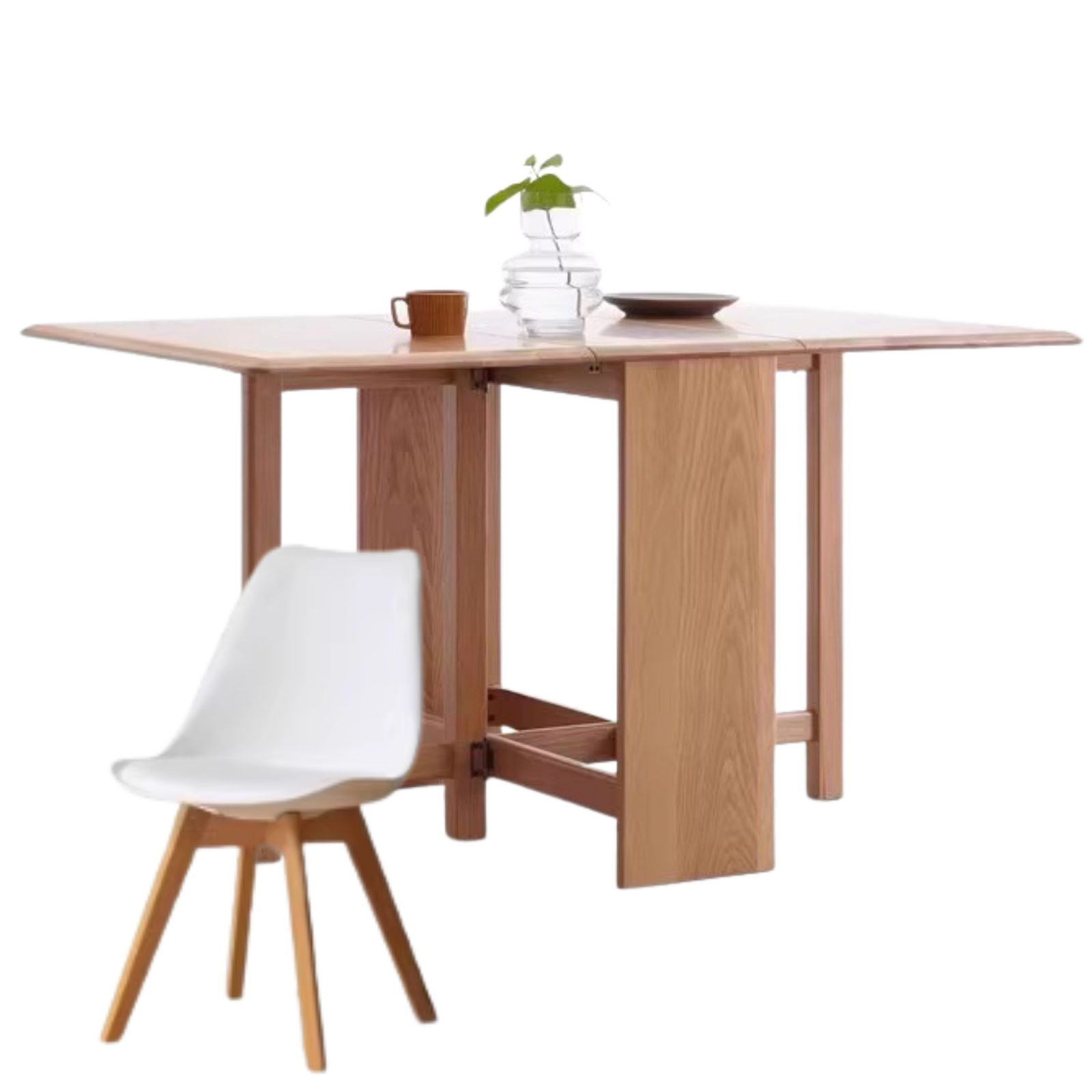 **Solid Oak Wood Extendable Dining Table - Expandable for 6 to 8 Seats - Perfect for Small Spaces & Entertaining Guests**