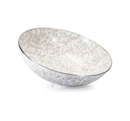Taupe Swirl Enamelware 5 Quart Serving Bowl - Vintage Style Rust-Proof Kitchenware for Serving, Entertaining & Farmhouse Decor