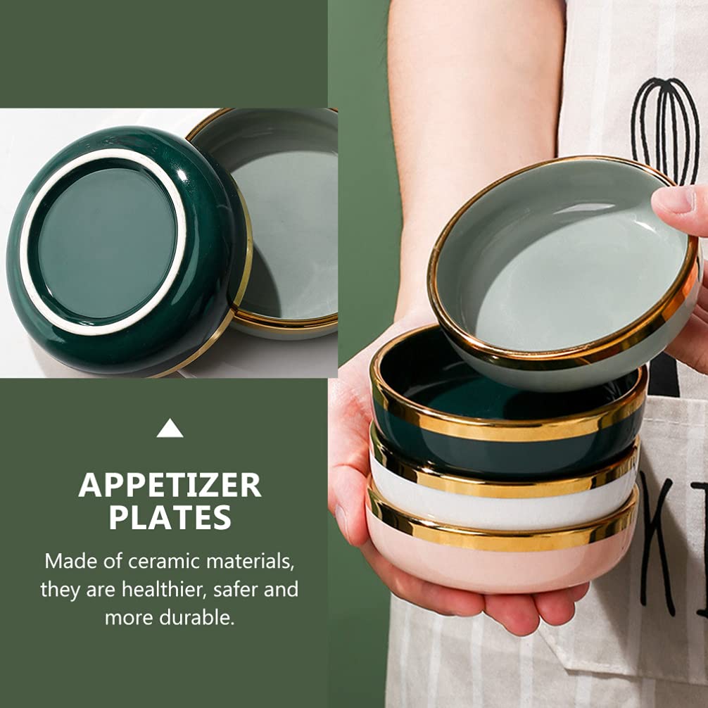 Hemoton 4-Piece Ceramic Sauce Bowls Set - Small Appetizer Plates for Dipping Sauces, Vinegar, Seasonings, Pickles - Perfect for Kitchen, Dining Table, Party Snacks & Entertaining