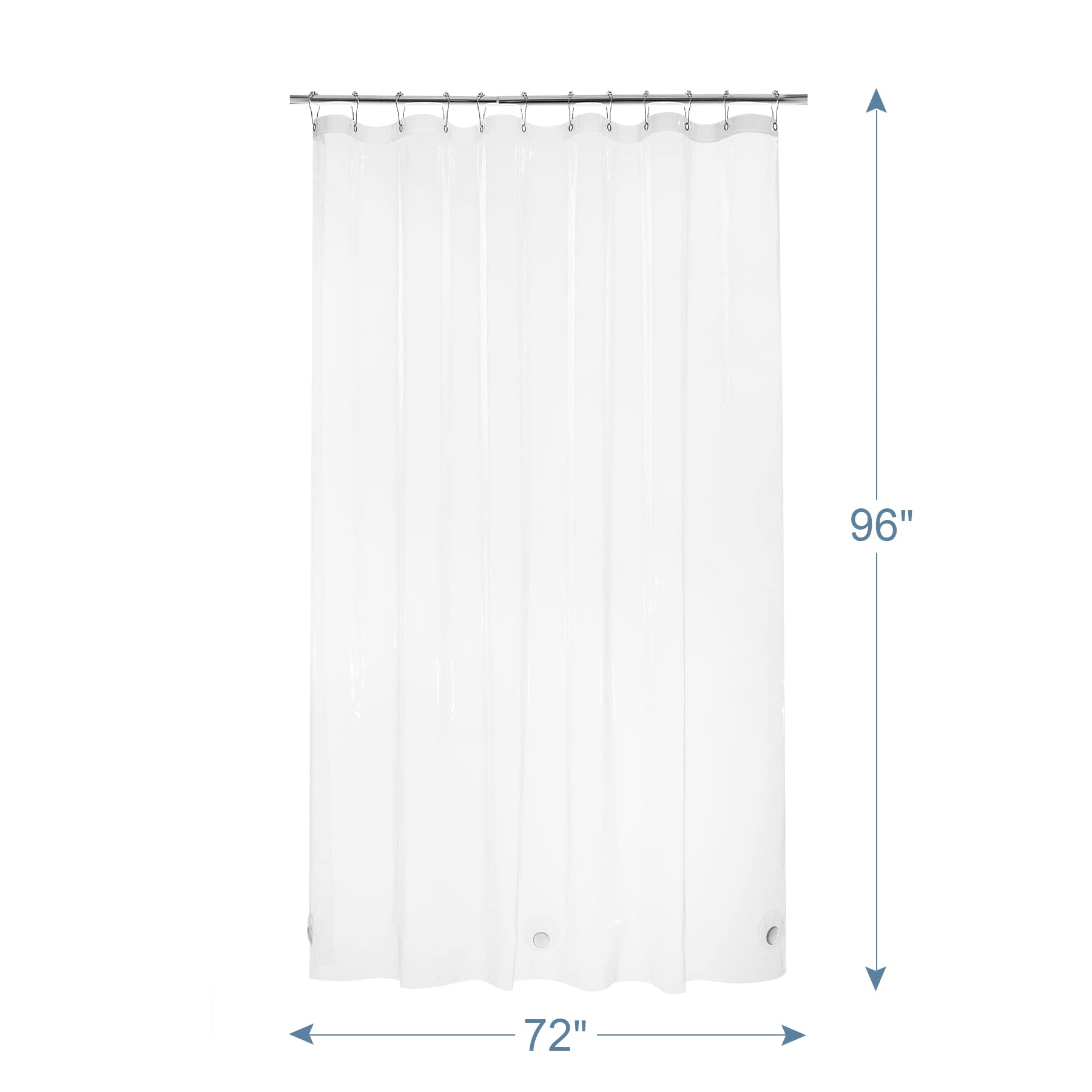AmazerBath Heavy Duty 12-Gauge Clear Shower Curtain Liner - 72x96 Inches Waterproof Plastic Bathroom Liner with 12 Rustproof Grommets & 3 Weighted Stones - Perfect for Bathrooms, Hotels, and Dorm Showers