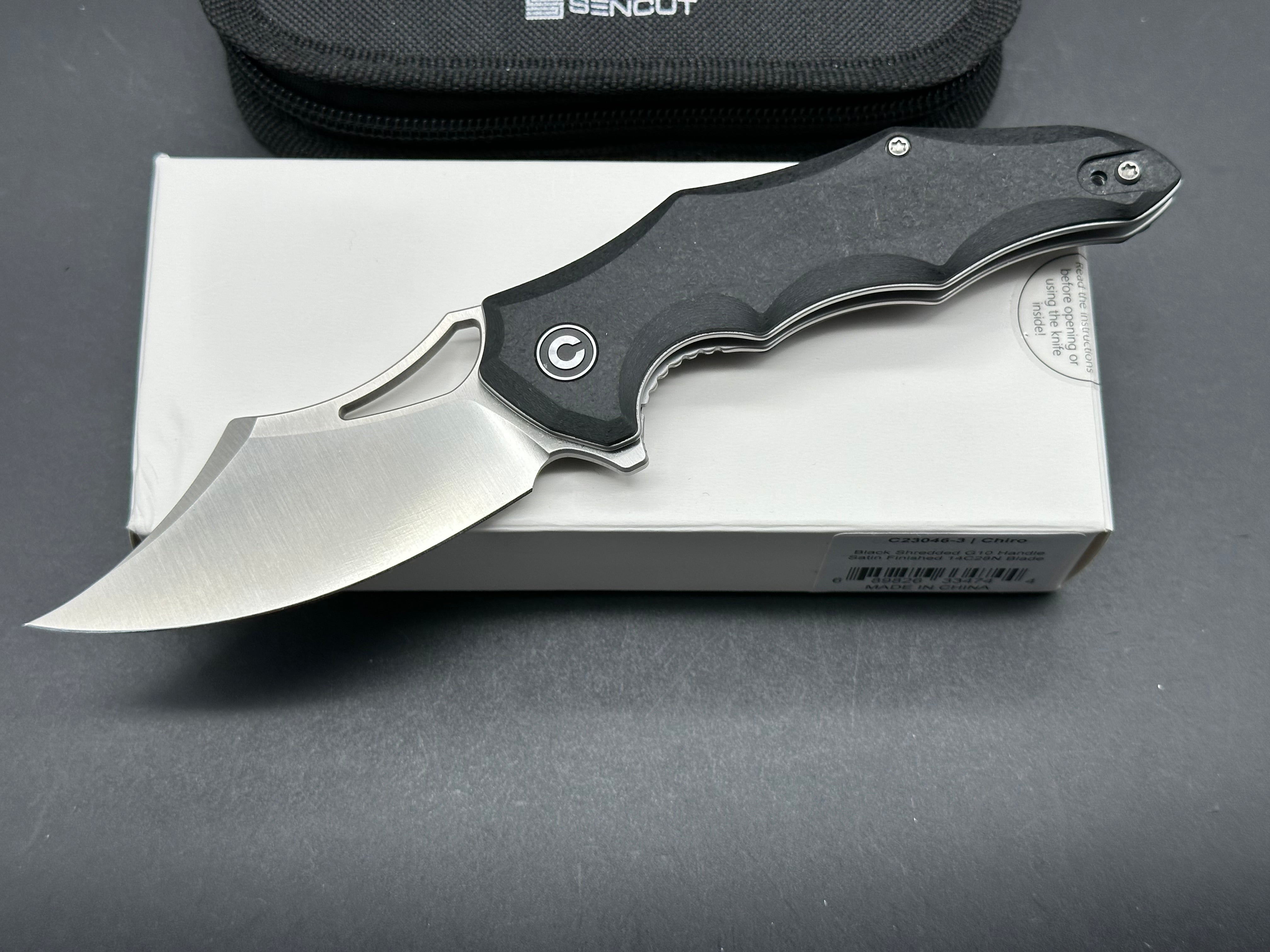 CIVIVI CHIRO Folding Pocket Knife - 14C28N Stainless Steel Blade, Black Handle, Clip Point Plain Edge Satin Finish - Perfect for Camping, Hiking & Everyday Carry (EDC)