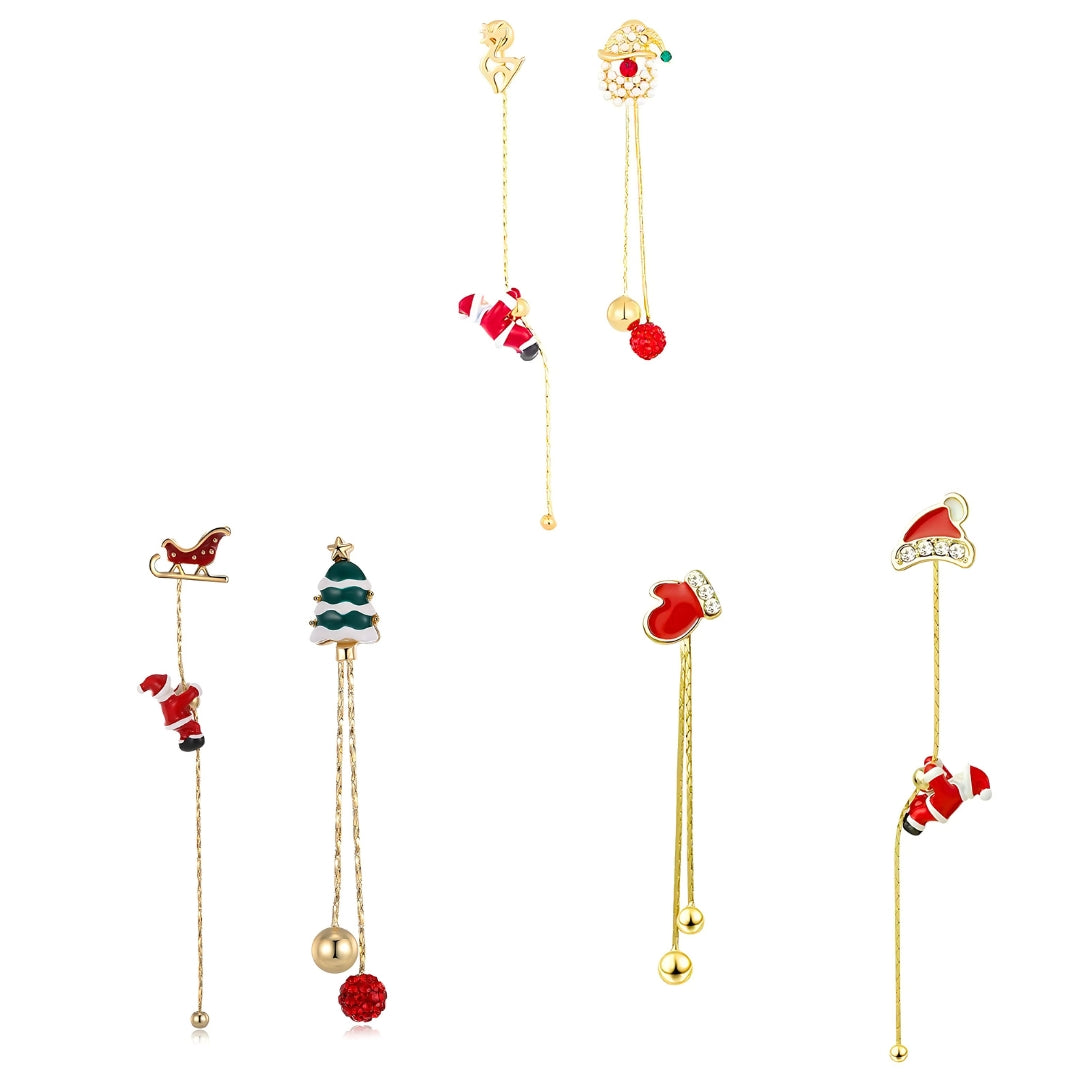 Festive Santa Claus Snowman Sleigh Reindeer Tassel Christmas Earrings for Women | Holiday Party Jewelry Gift | Perfect for Xmas Celebrations & Winter Festivities