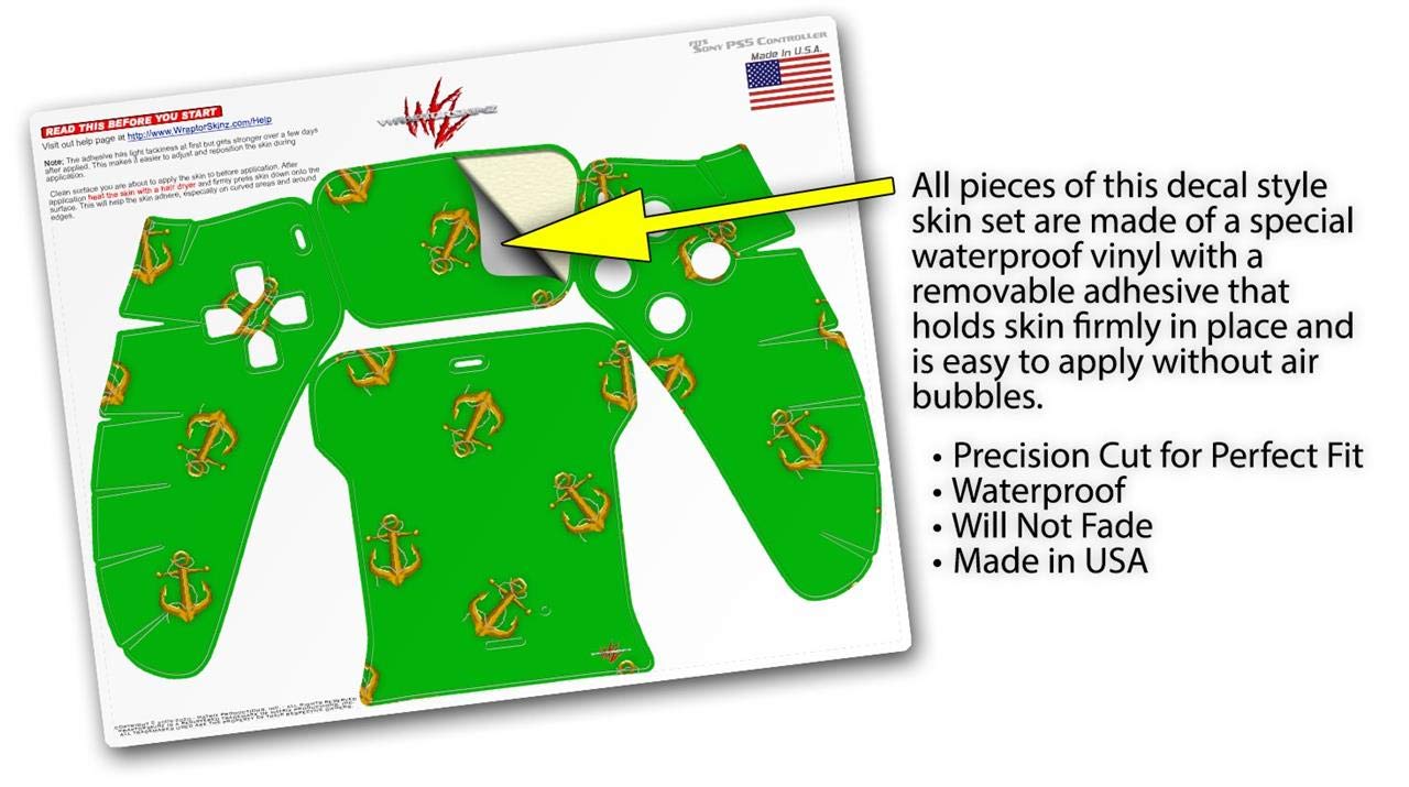 PS5 DualSense Controller Skin Wrap - Anchors Away Green for Gaming Protection