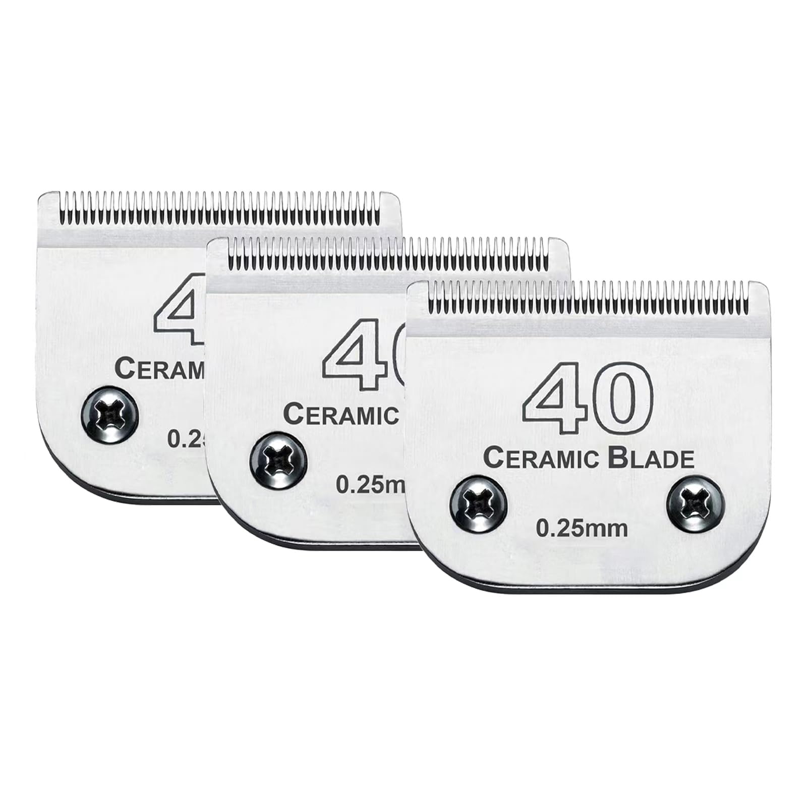 3PCS 40 Blades Dog Grooming Replacement Blades - Compatible with Andis Dog Clippers, Ceramic & Stainless Steel Blades for Professional Pet Grooming at Home or Salon