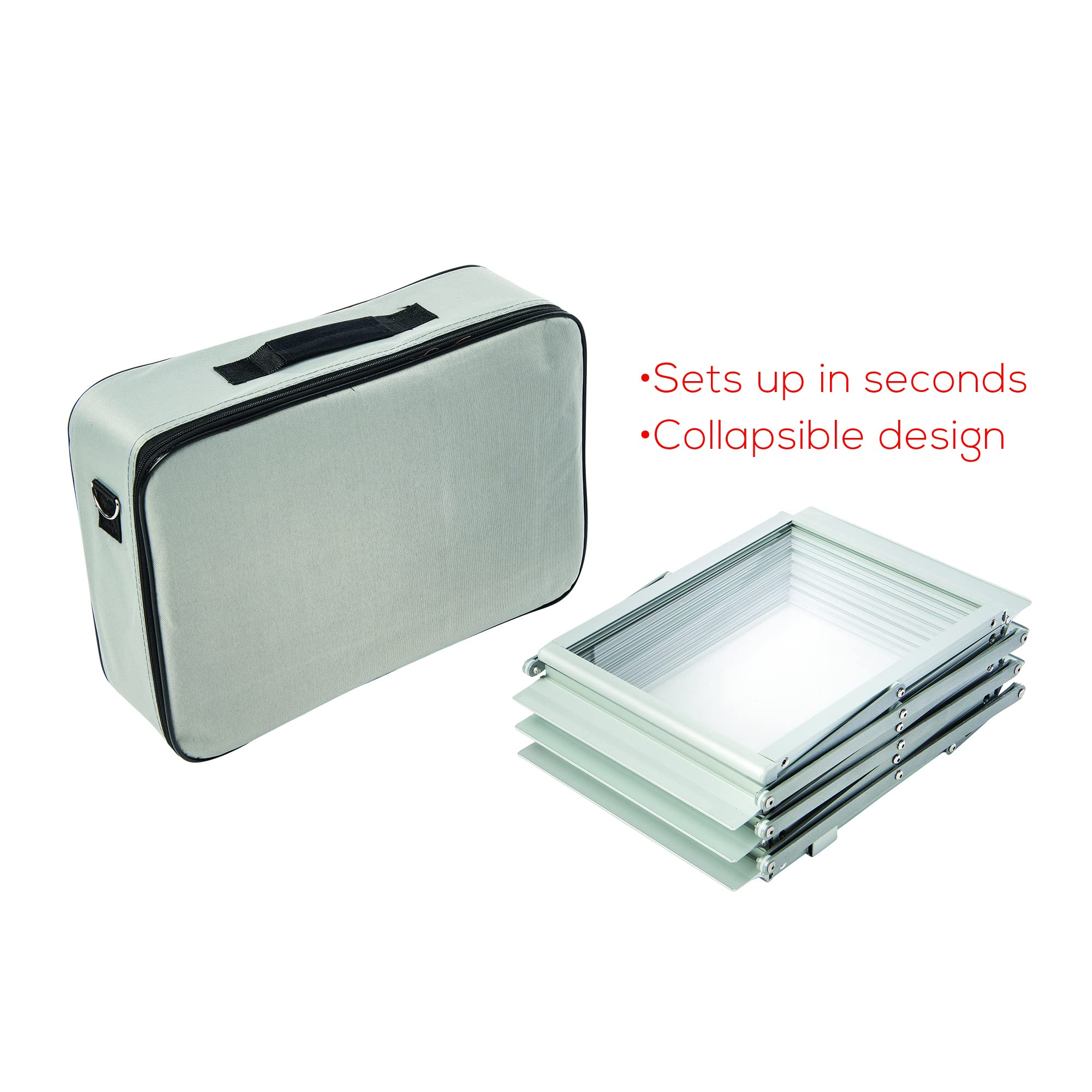 Deflecto Foldable A4 Literature Display Stand - 6 Shelf Portrait Brochure Holder for Exhibitions, Magazines, Flyers - Lightweight Aluminum Frame with Carry Bag | Perfect for Trade Shows, Retail Displays & Office Organization