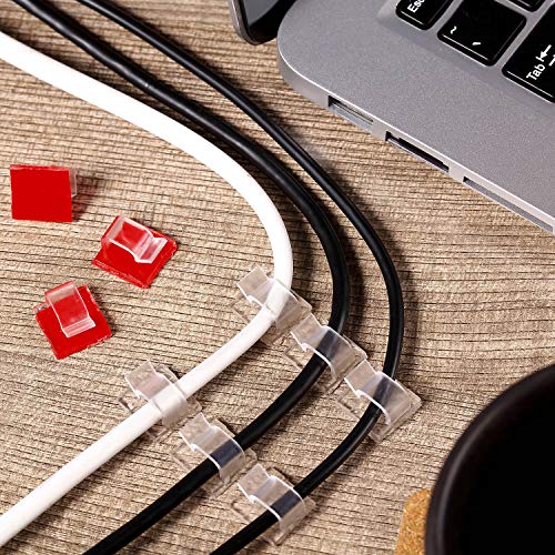 100 Pcs Adhesive Cable Clips - Heavy Duty Wire Holders & Light Hooks for Outdoor String Lights, Rope Management - Perfect for Home, Office, Garden & Party Decor Organization
