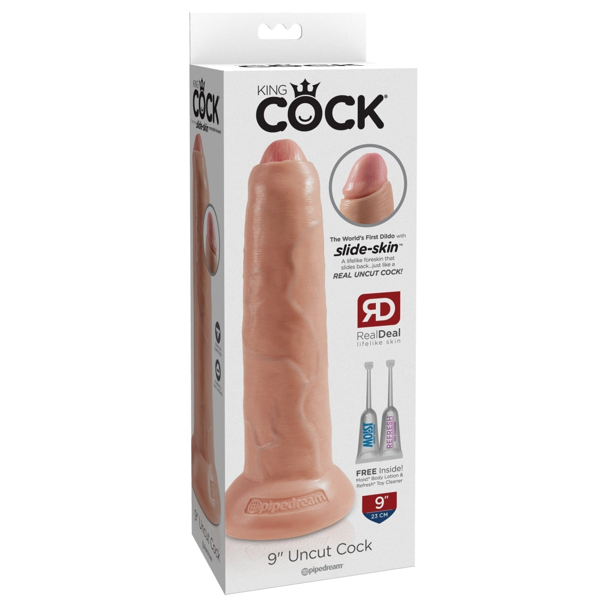 King Cock 9 Inch Uncut Realistic Dildo - Lifelike Design for Ultimate Pleasure, Perfect for Solo Play & Couples Intimacy