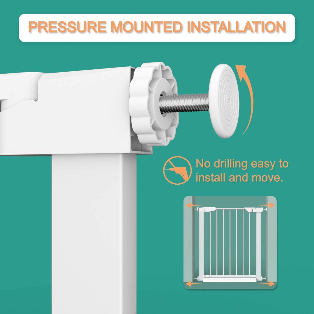 Fairy Baby White Extra Wide or Narrow Baby Gate - Pressure Mounted Walk Through Pet & Child Safety Gate with Extensions - Perfect for Stairs, Doorways & Hallways