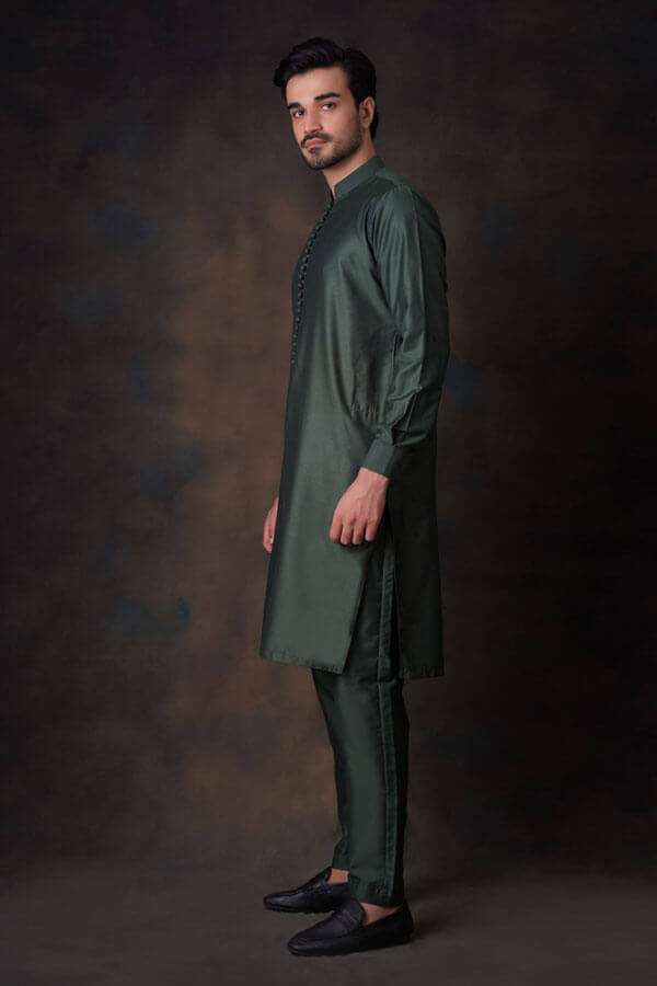 Emerald Green Resham Embroidered Prince Jacket for Men | Elegant Indian Wedding Sherwani | Traditional Formal Attire for Groom, Party & Festive Occasions