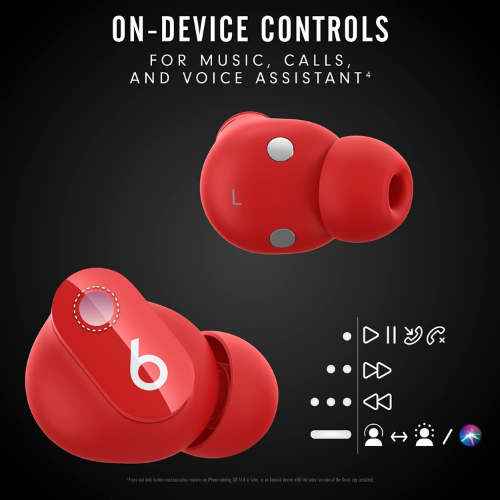 Beats Studio Buds True Wireless Earbuds with Active Noise Cancellation (ANC) - Red | Sweatproof Bluetooth Earphones for Workouts, Commuting & Travel