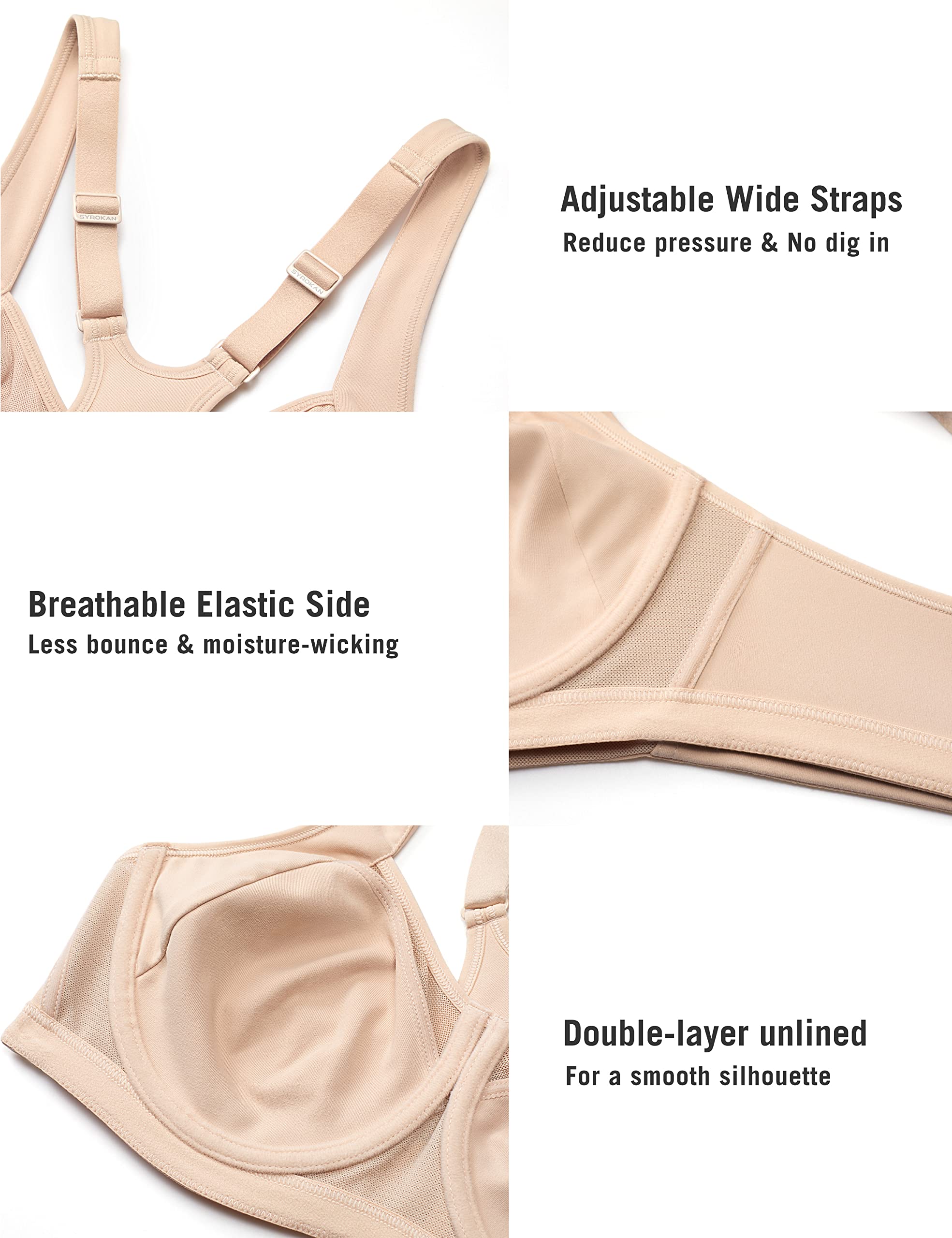 SYROKAN High Impact Sports Bras for Women - Maximum Support, No Underwire, Racerback Workout Bra - Perfect for Running, Gym & High-Intensity Training
