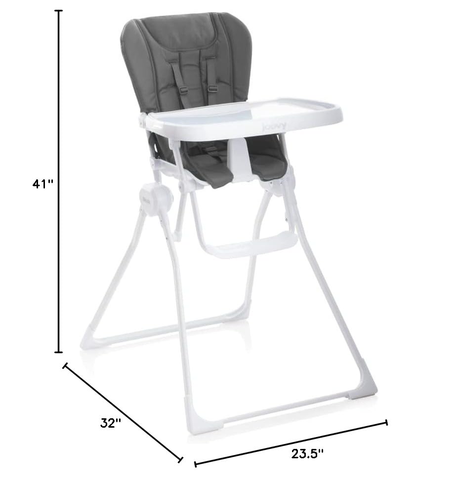 Joovy Nook High Chair - 4-Position Adjustable Height, Swing Open Tray & Removable Dishwasher-Safe Insert for Easy Cleaning - Compact Foldable Design for Space Saving Storage (Charcoal) - Perfect for Babies & Toddlers at Home or Restaurant Dining