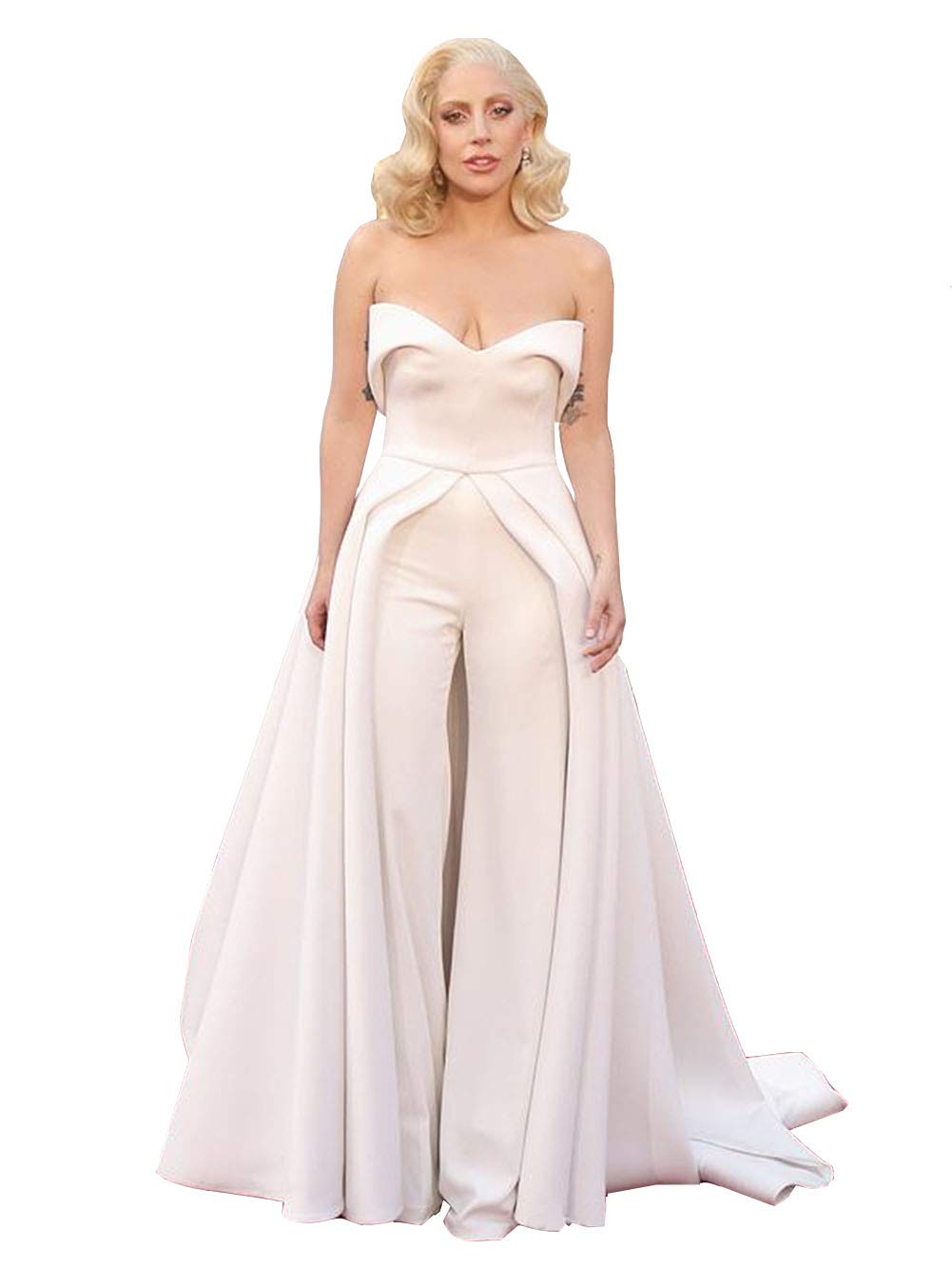 Emanni Women's Elegant Sweetheart Neckline Jumpsuit Dress - Formal Evening Gown with Overskirt for Wedding Guest, Bridal Shower & Special Occasions