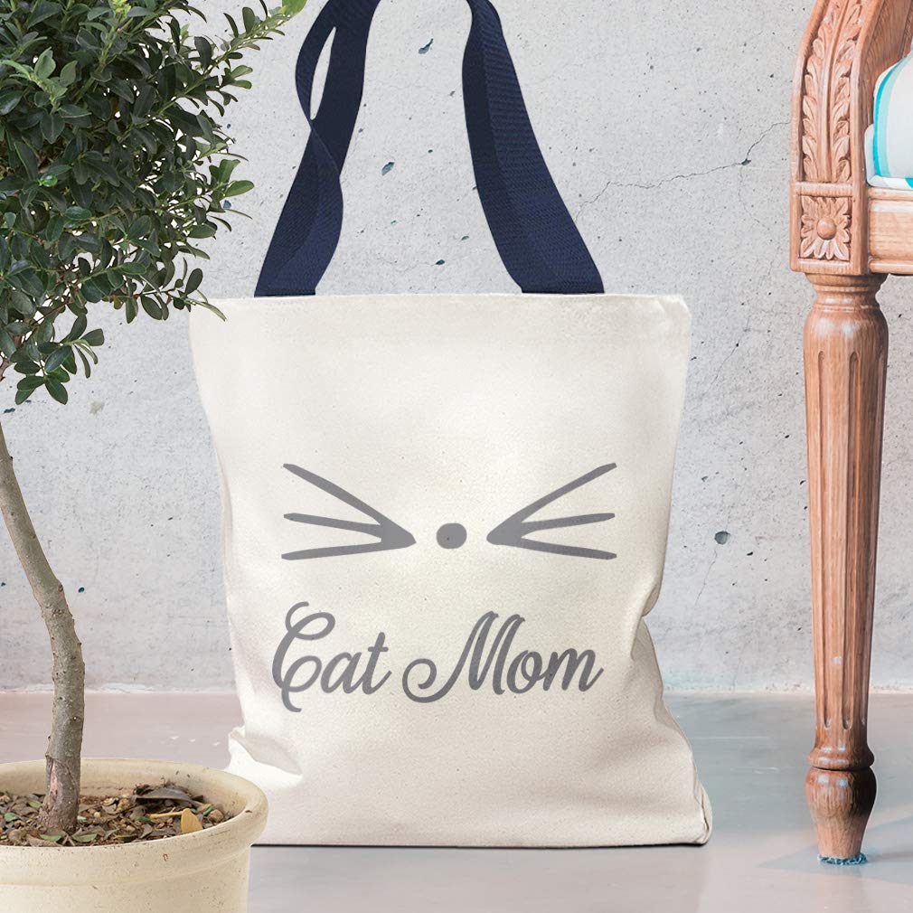 Eco-Friendly Canvas Tote Bag - Reusable Shopping Bag with Cute Cat Paw & Whiskers Design - Perfect for Women, Cat Moms, Beach Trips & Grocery Shopping