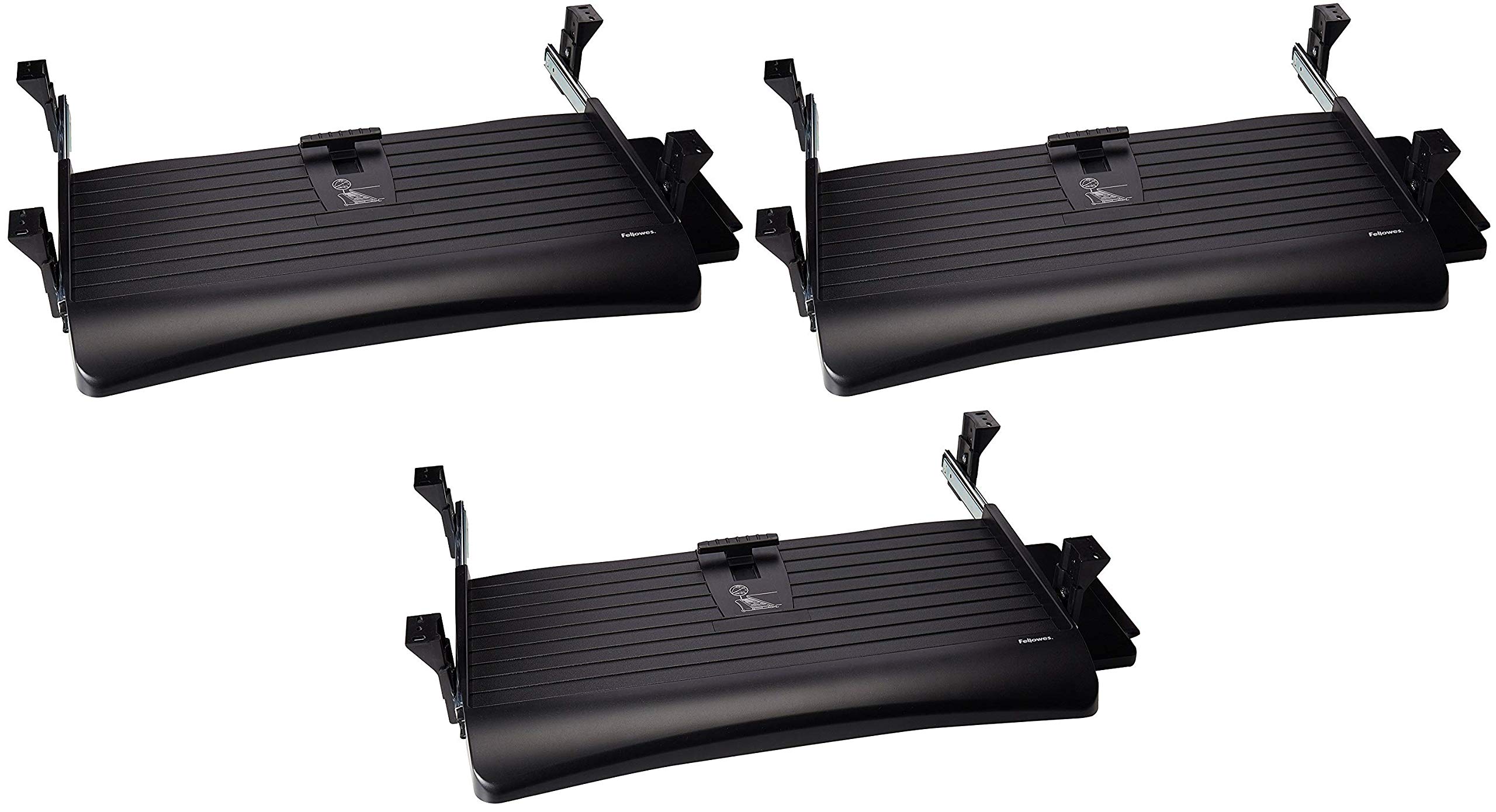Fellowes Underdesk Keyboard Tray - Black/Silver Ergonomic Keyboard Drawer for Office & Home Workspaces (Pack of 3) - Perfect for Computer Desks, Standing Desks & Workstations (Model 9140303)