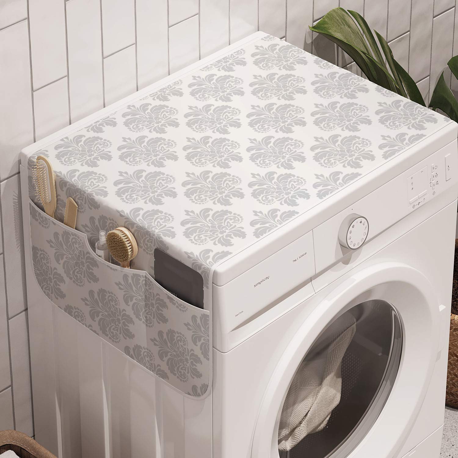 Ambesonne Abstract Washing Machine Cover - Anti-Slip Fabric Organizer for Washers & Dryers (47