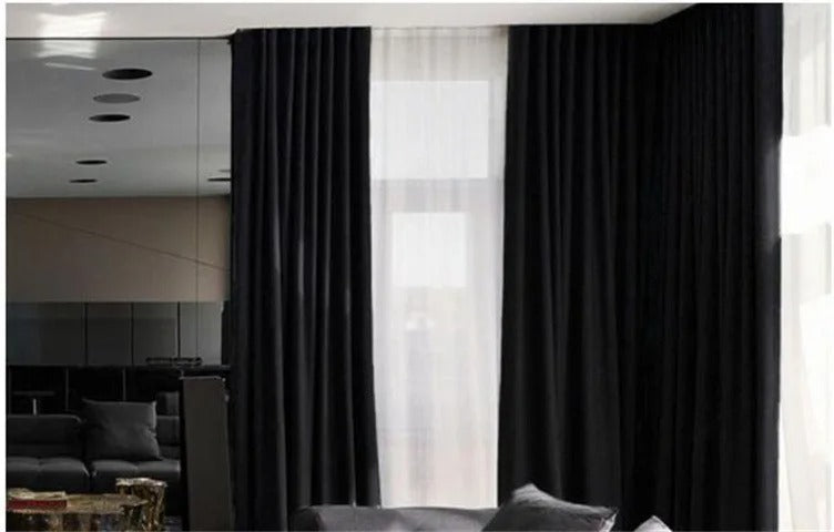 Brittany Velvet Plain Blackout Curtains - Black - Elegant & Soft Window Drapes for Bedroom, Living Room & Home Theater