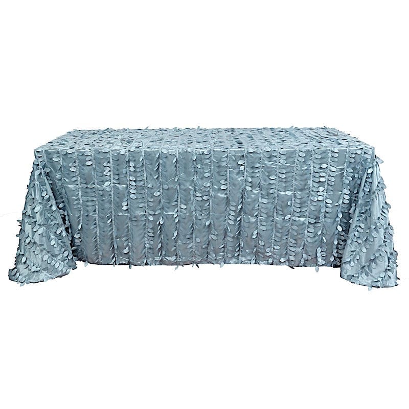 90x132 Inch Taffeta Rectangular Tablecloth with Elegant Leaf Petals Design - Perfect for Wedding, Party, and Home Dining Decor
